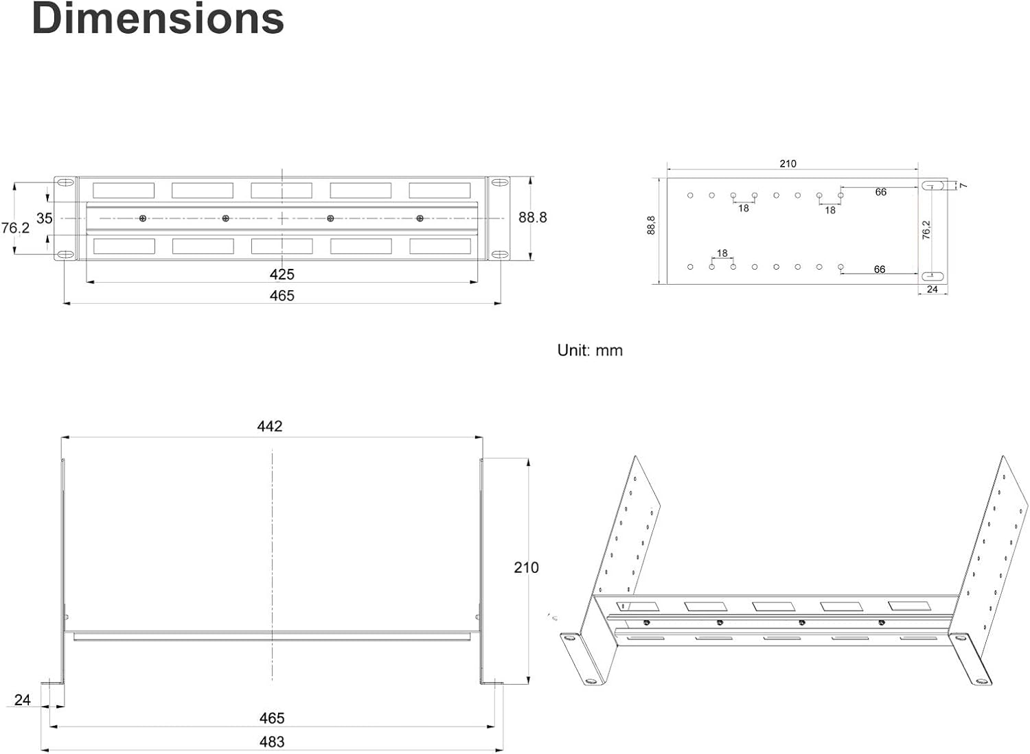 19 inch Rack Mount Din Rail Kit Depth Adjustable Rackmount Din Rail Chassis, Aluminum Rack Mount Bracket for 35mm Din-Rail Mounted Device Installed in 19” Rack or Cabinet