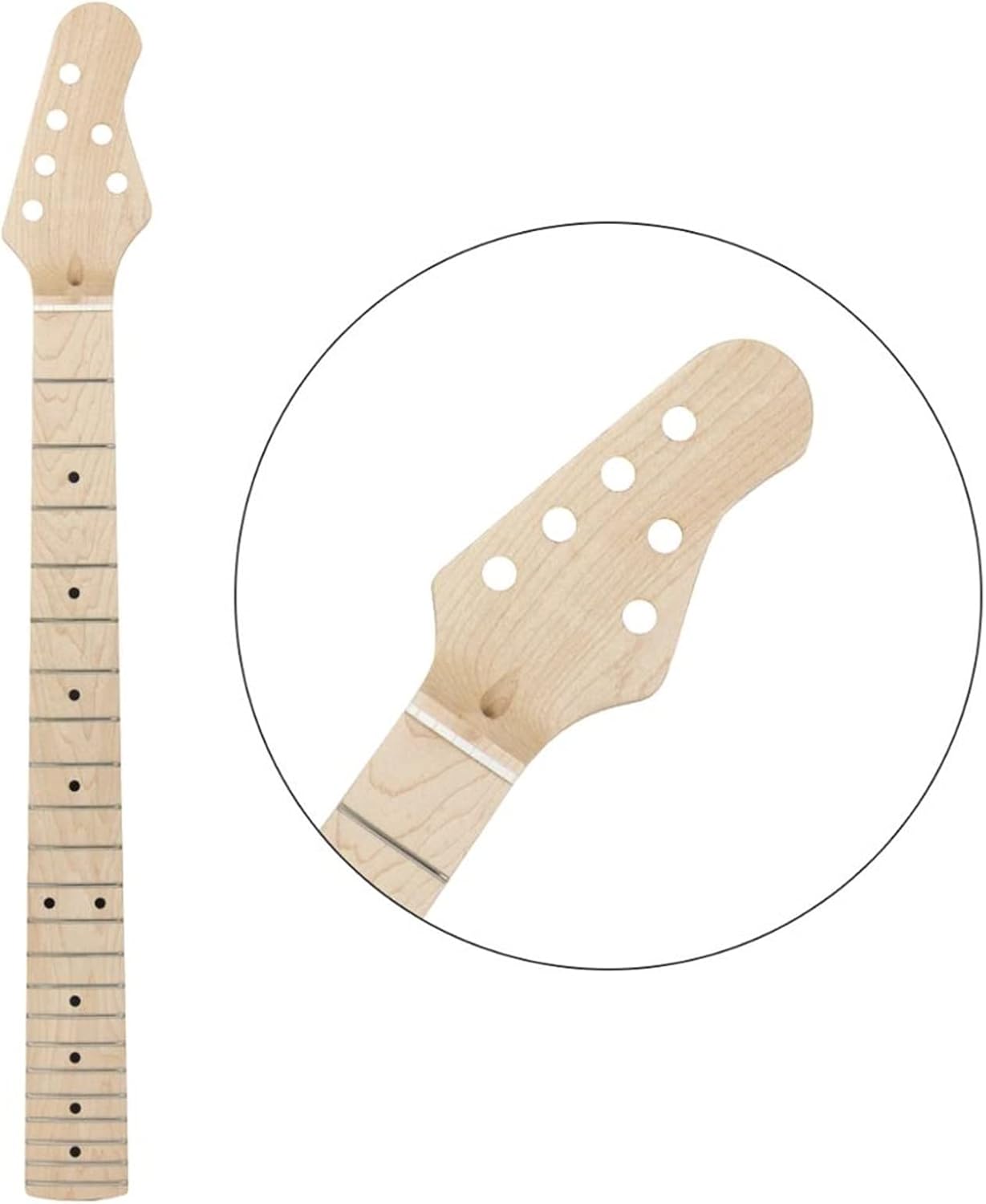 Electric Guitar Neck Maple 22 Frets Bolt On C Shape Clear Satin for DIY Guitar Projects Unfinished Guitar Neck