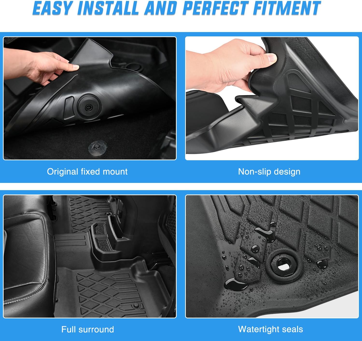 Nilight TPE Floor Mats for Jeep Gladiator JT 2020 2021 2022 2023 2024 2025 2026 All Weather Custom Fit Heavy Duty Floor Liners