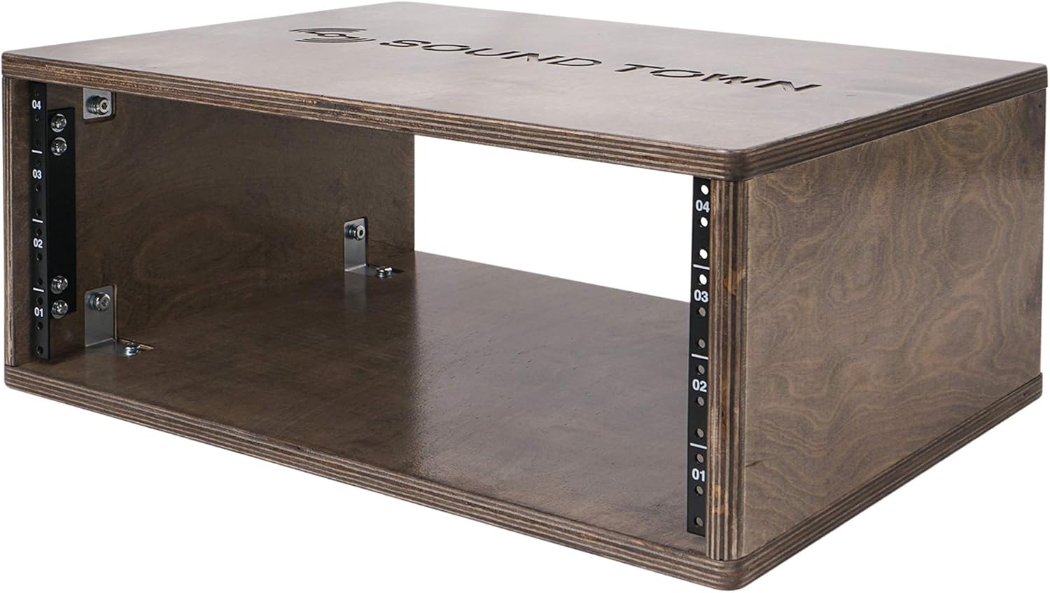 Sound Town DIY 4U Studio Rack with Baltic Birch Plywood, Weathered Brown (SDRK-Y4B)