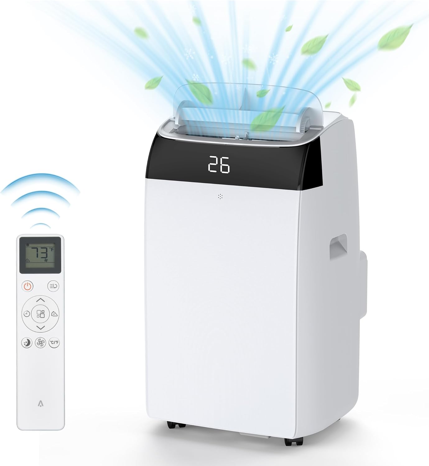 Portable Air Conditioner 12,000BTUs Room Air Conditioning Cools Up to 550 Sq.Ft, 3-In-1 AC Unit with Cooling/Dry/Fan Modes, Quiet Freestanding Air Conditioner with Remote Control, 24H Timer, for Home