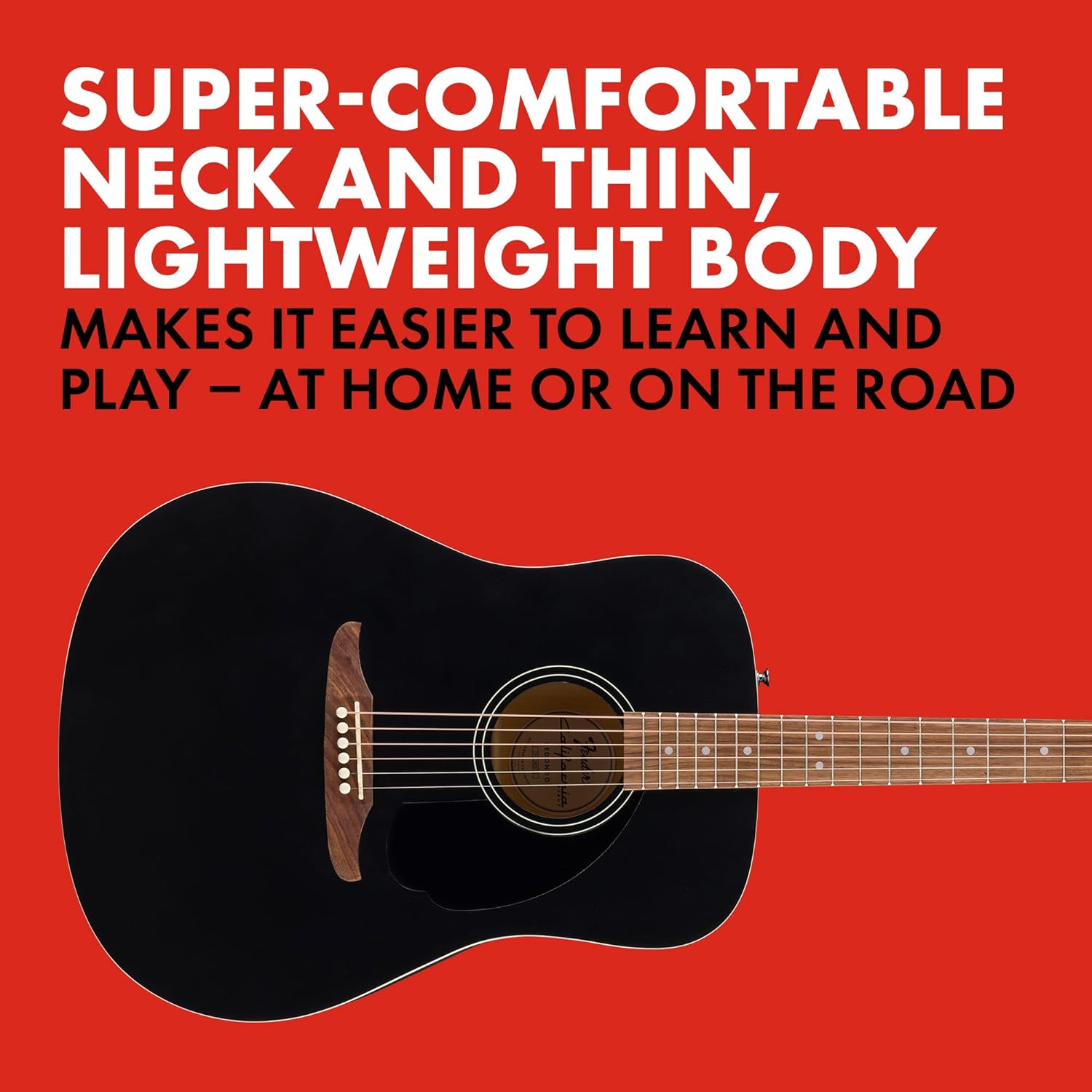 Fender California Debut Redondo Series Acoustic Guitar, Beginner Guitar, 2-Year Warranty, Black