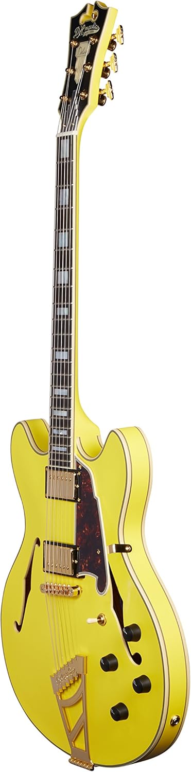 D'Angelico Deluxe DC Semi-Hollow Electric Guitar w/ Stairstep Tailpiece - Matte Electric Yellow