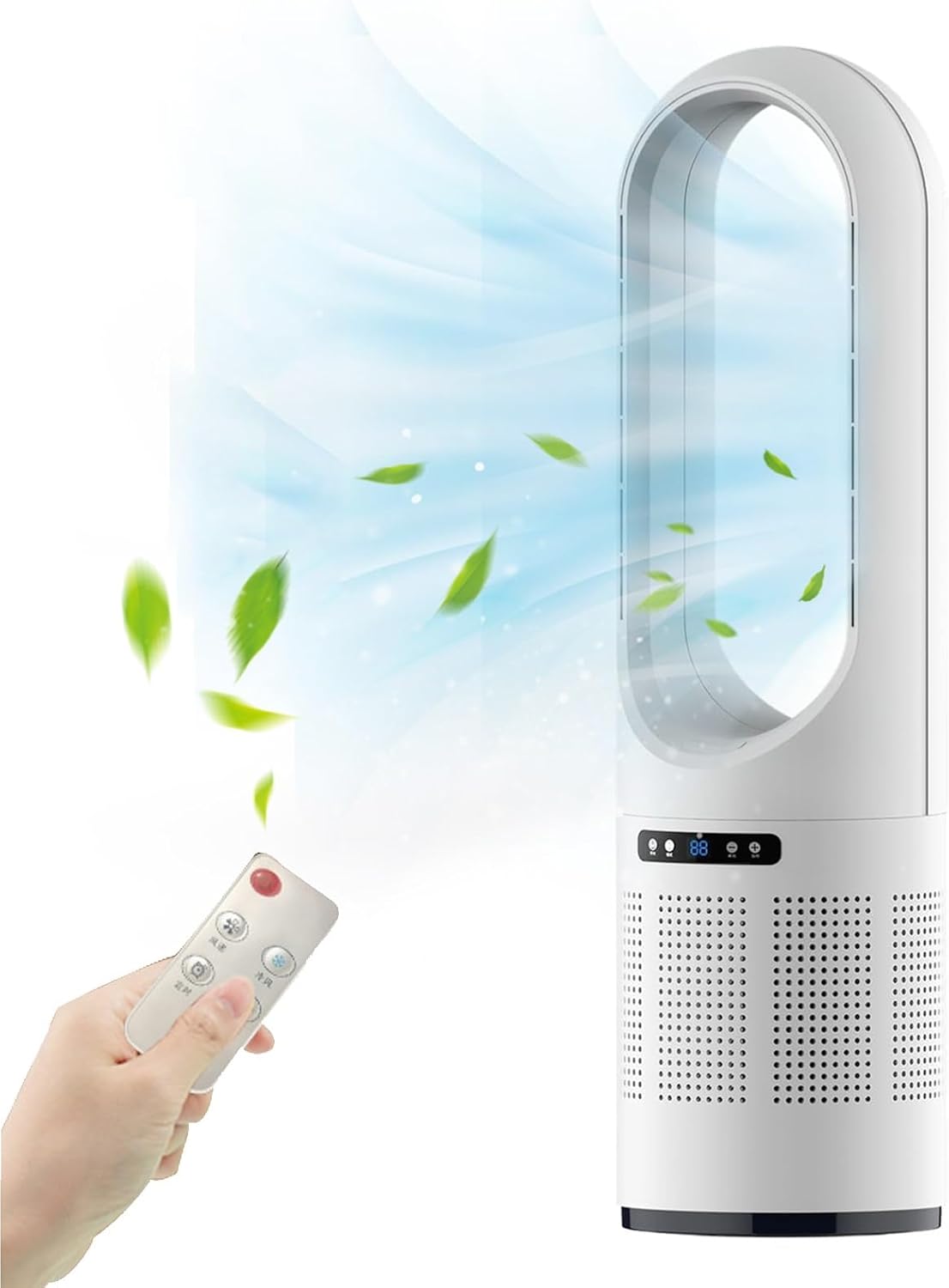 Bladeless Tower Fan, Quiet Floor Fan, Air Circulator with Remote, Office Fan, 80cm oscillating Fan, Accelerated air Circulation. Suitable for a Wide Range of scenarios(Silver)