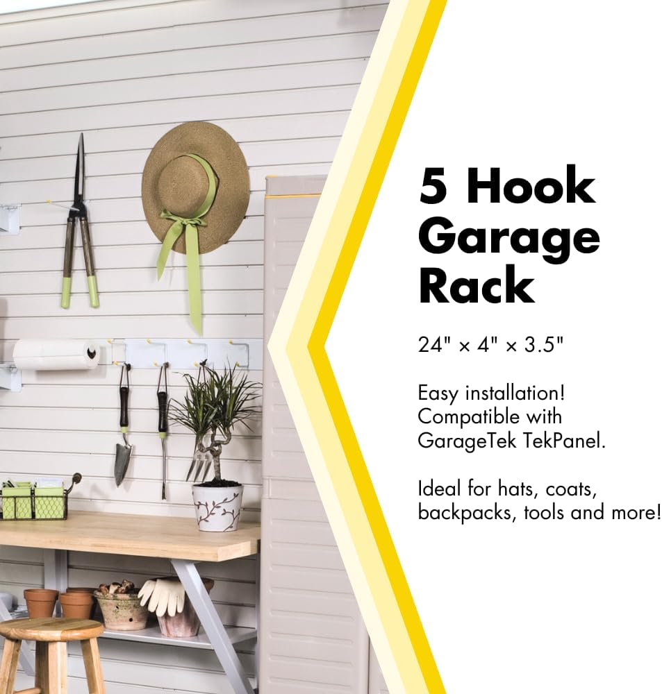GarageTek Coat & Hat Rack Wall Organizer | Wall Mount Storage Rack | Hat Stand, Coat Rack, Helmet Holder, Slatwall Accessories - Mounts on TekPanel, TekTrak and Most Other Garage Storage Panels