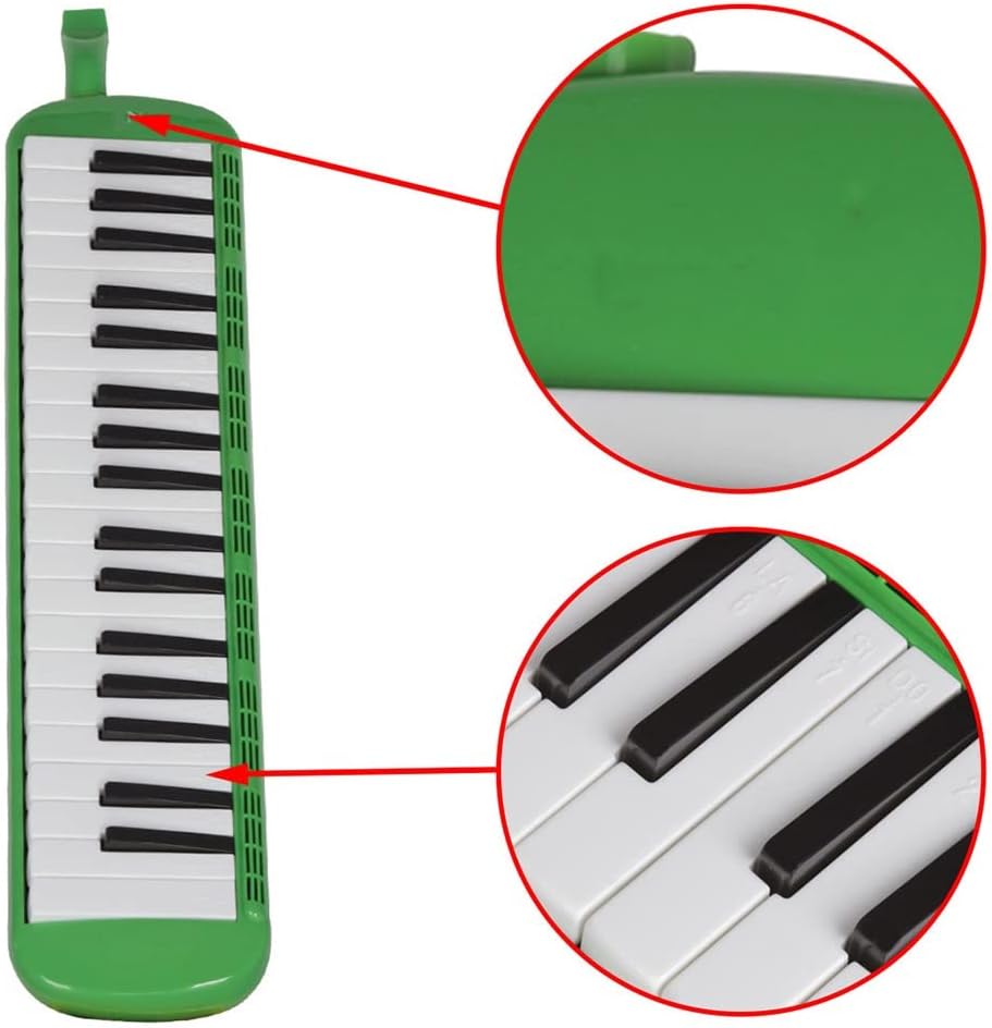 37 Key Melodica Instrument Gift For Kids Beginners Students, Soft Long Tubes, Short Mouthpieces And Carrying Bag, Air Piano