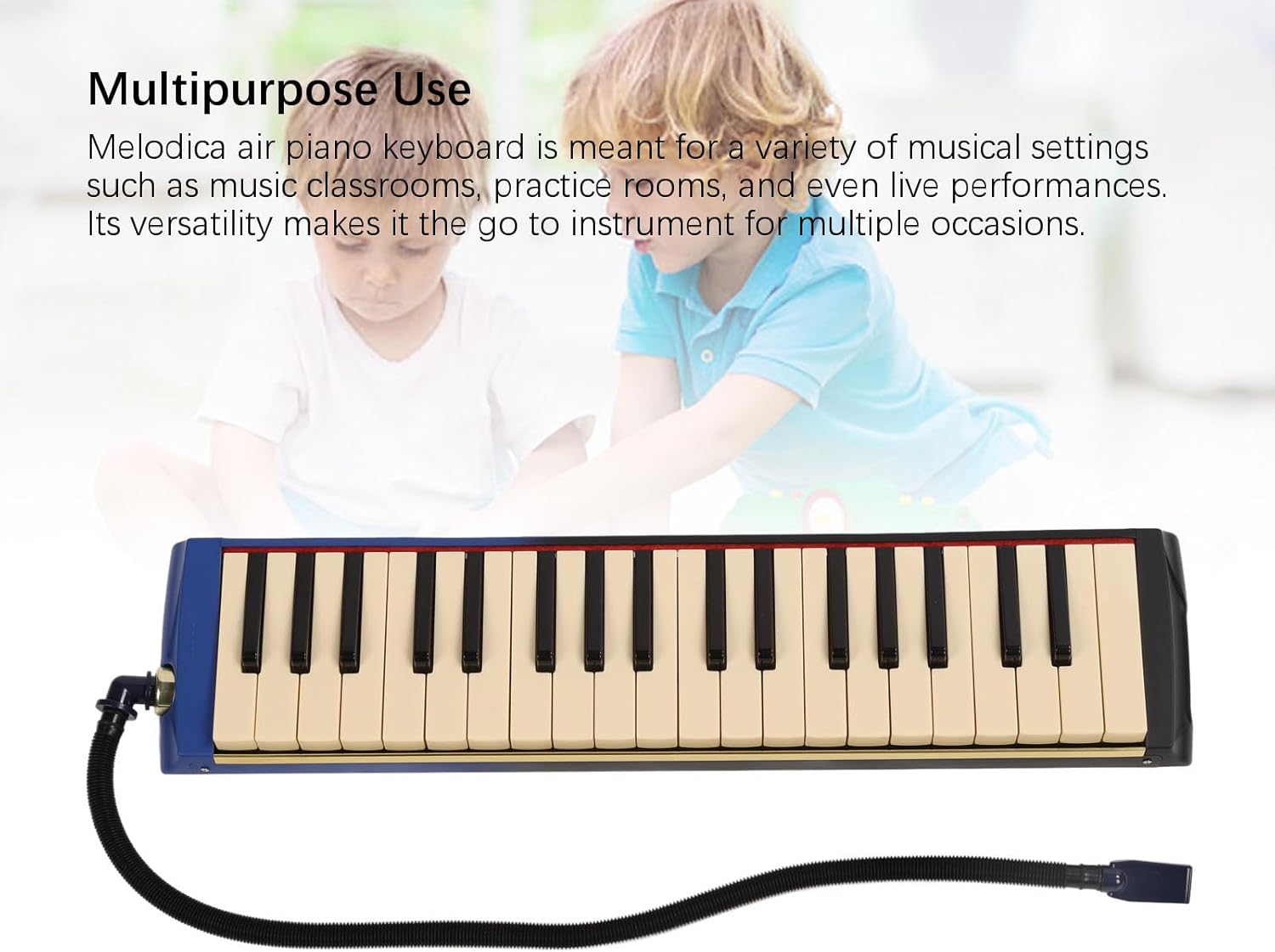 37 Key Melodica Instrument Piano, Double Soft Tubes, 2 Mouthpieces, Carrying Included, Ideal for Beginners and Professionals