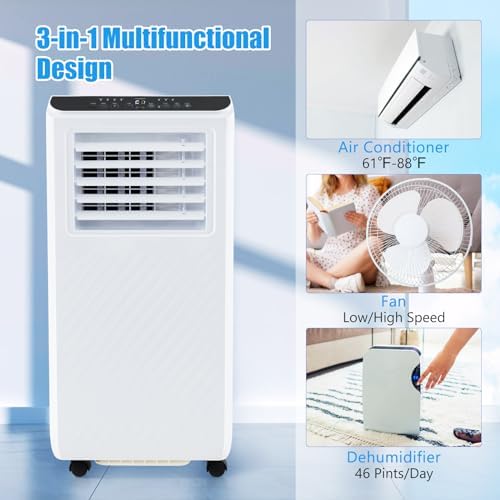 ARLIME Portable Air Conditioner, 8000 BTU 3 -in-1 Air Cooler, Dehumidifier & Fan w/LED Display, Remote Control, 24H Timer, Sleep Mode & Window Installation Kit, AC Unit Cools up to 250 Sq.Ft.
