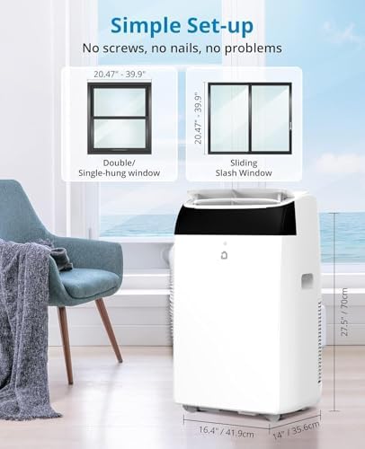 14000 BTU Portable Air Conditioners with Remote Control, 3-In-1 Energy Efficient AC Unit with Fan & Dehumidifier, Smart/Sleep Mode,3 Speed, Auto Swing, 24H Timer, Cools Room Up to 700 Sq.Ft