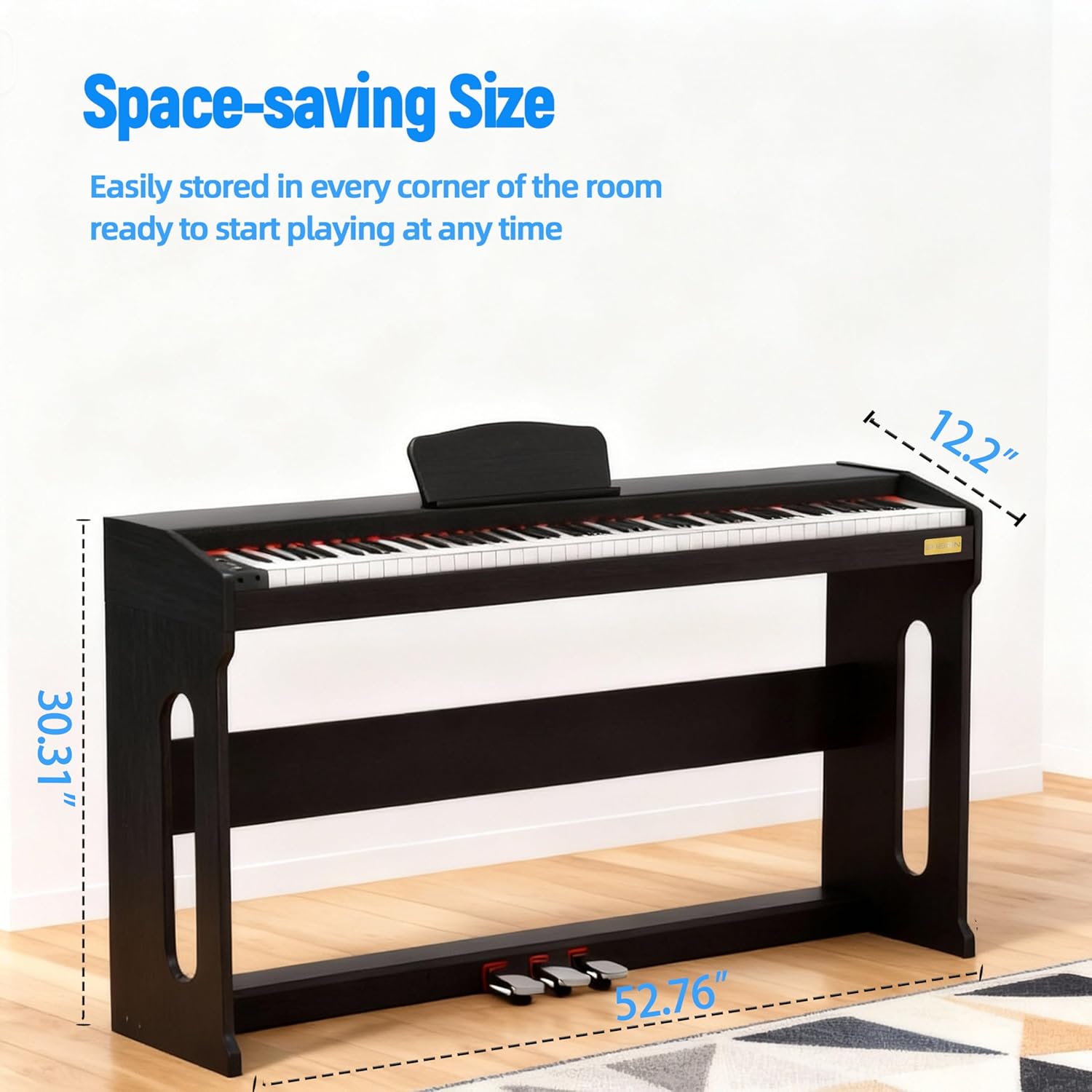 Digital Piano 88 Keys,Keyboard Piano,Touch-Sensitive,Electric Piano,Semi Weighted,Upright,Acoustic,Beginners,Adults,Full Size,Stand,Pedal,SR-EH60(Black)