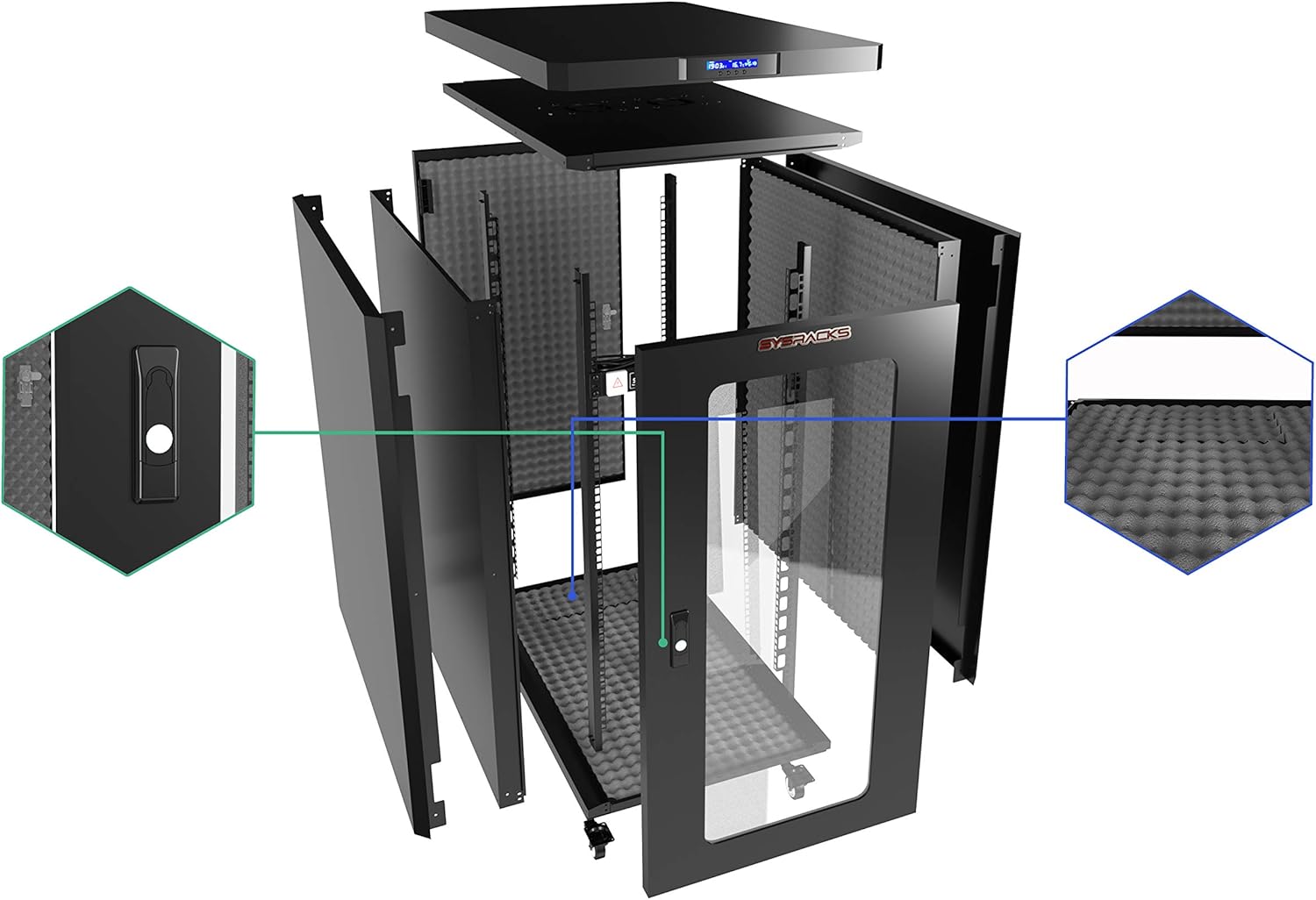 Sysracks Soundproof Server Cabinet – Noise-Reducing Rack Enclosure – Multiple Sizes (12U)