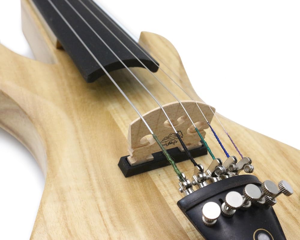 4/5/6 Strings Electric Violin Full Size 4/4, New Silent Electric Violin, Varnished Wood Color Electric Fiddle With Ebony Fittings, Beginner Kit For Adults Teens For Gifts (5 strings)