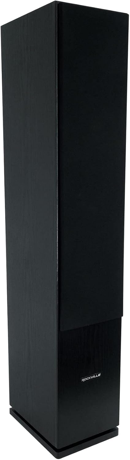 Rockville RockTower 68B Passive Tower Speaker, 8 Ohm, Black, High-Fidelity Sound, Detachable Grille, 3-Way, 6.5