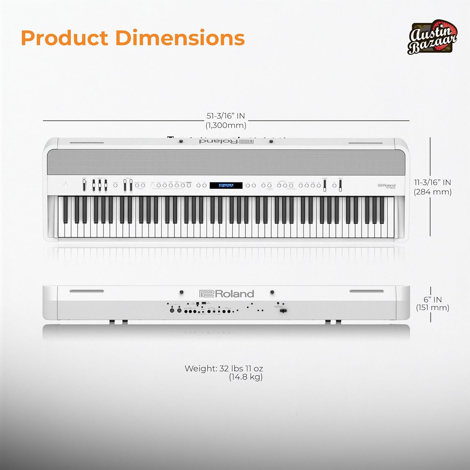 Roland FP-90X 88-Key Digital Piano - White Bundle with KSC-90 Stand, Three Pedal Unit, Bench, Online Lessons, Instructional DVD, and Austin Bazaar Polishing Cloth