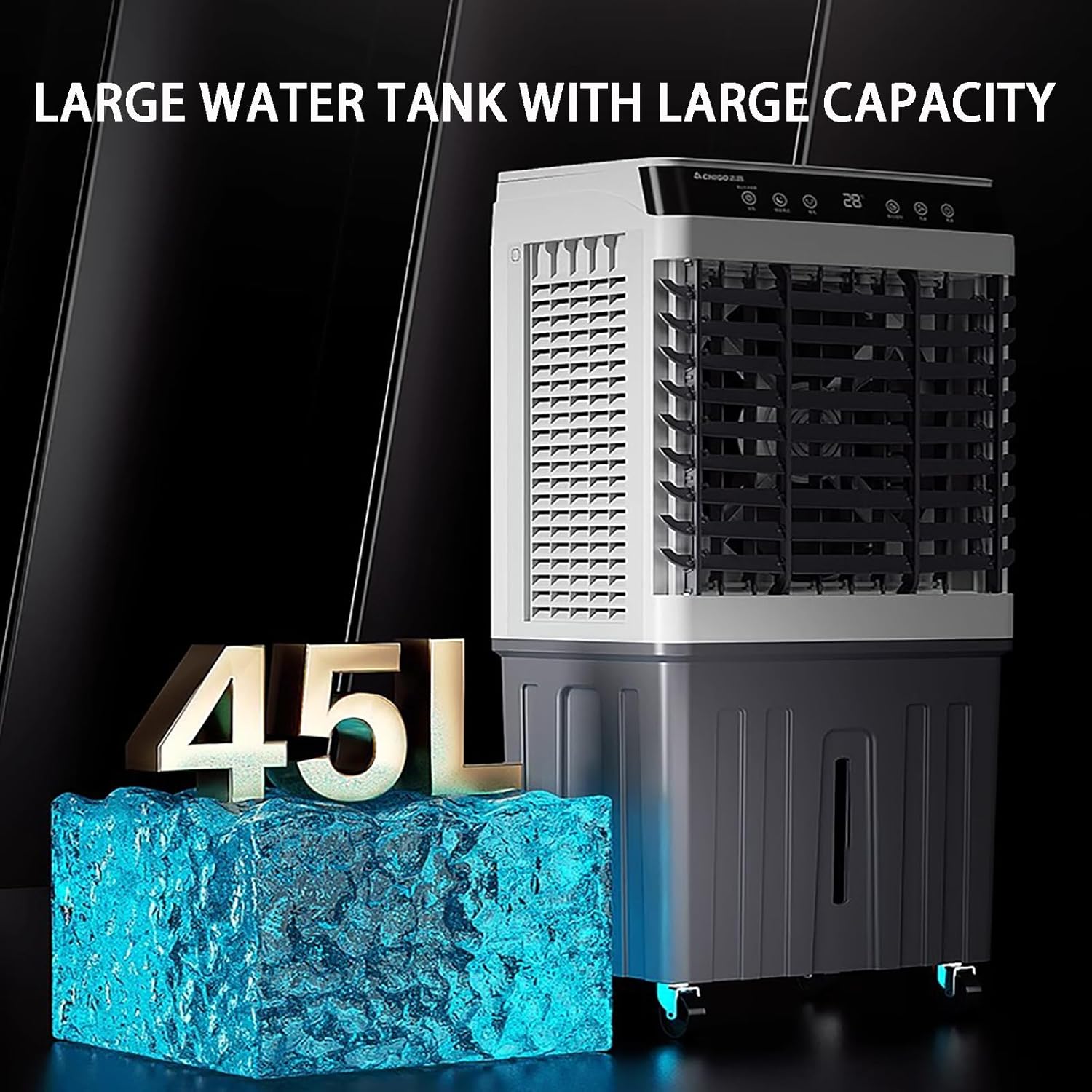 Conveniently Portable Air Conditioner with 3-Speed Adjustable Fan, Extra-Large Water Tank, and Powerful Evaporative Cooling for Enhanced Air Comfort Anywhere Suitable for Large Spaces