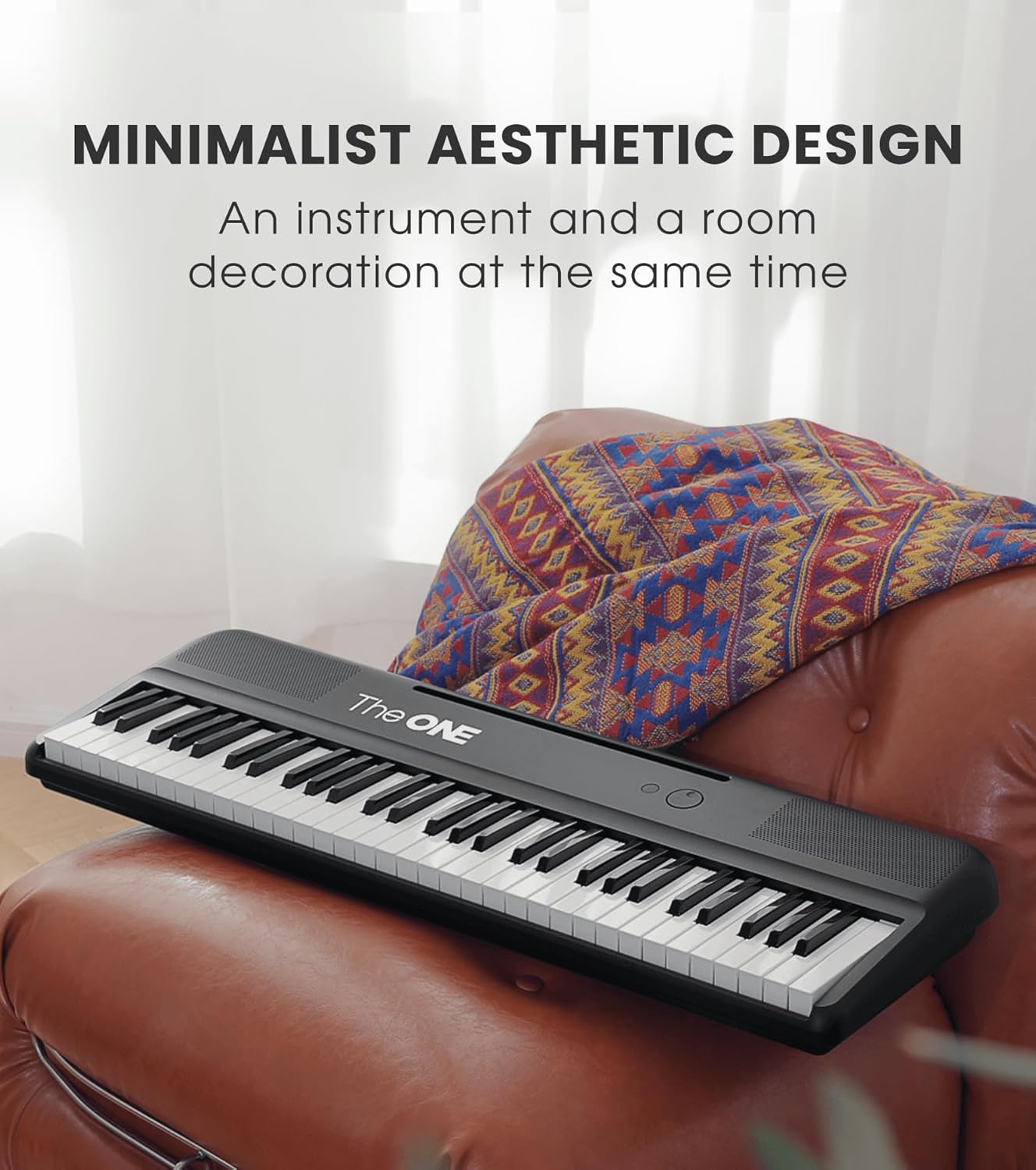 The ONE Smart Keyboard COLOR 61 Lighted Keys Piano Keyboard, Electric Piano for Beginners with 256 Tones, 64 Polyphony, Built-in LED Lights and Free Apps (Black)