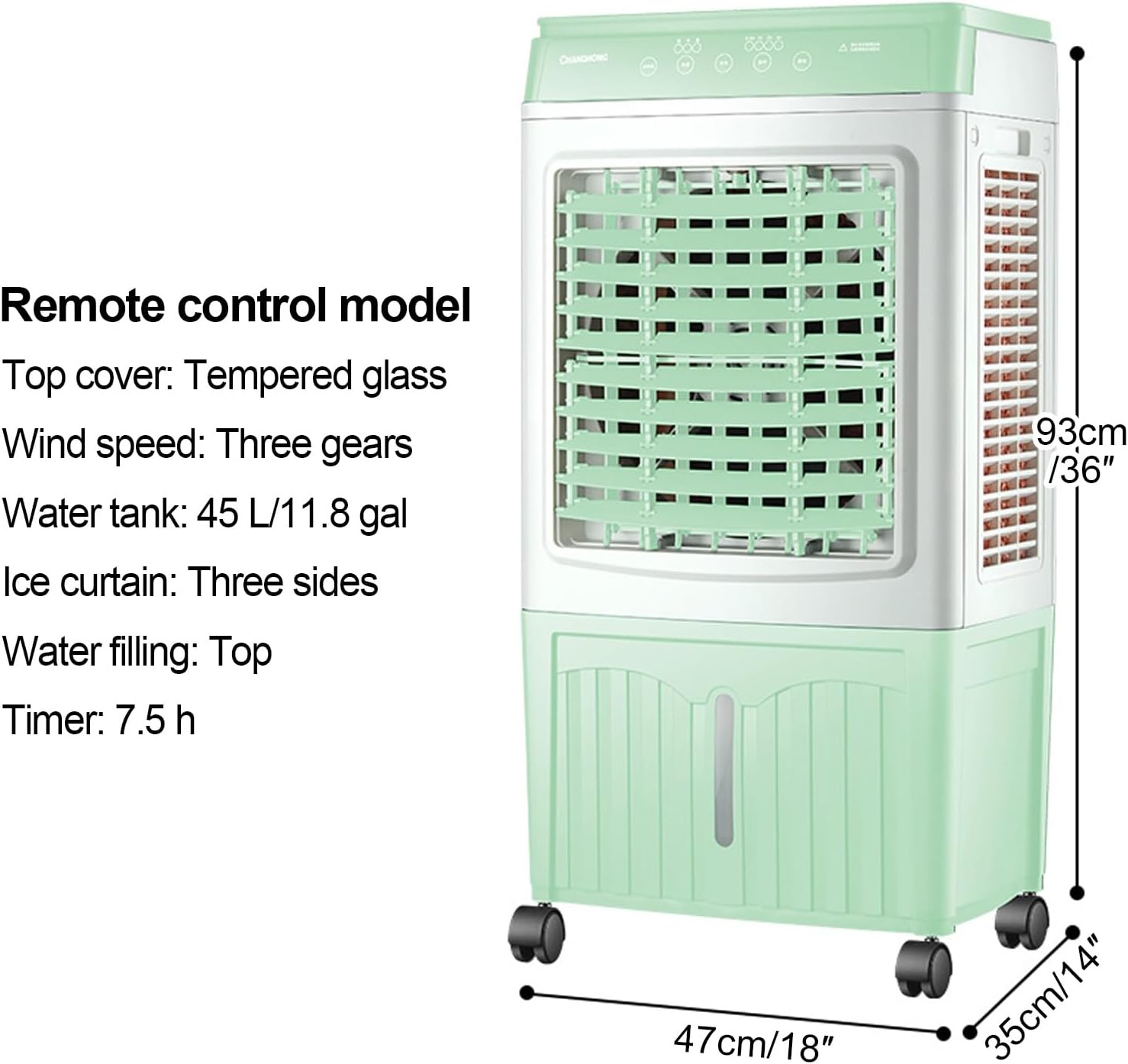 Swamp Cooler Air Conditioner, 3-IN-1 Evaporative Air Cooler with 11.8 Gal Water Tank, 3 Modes, 3 Speeds, Remote, 12H Timer, for Bedroom Home Office