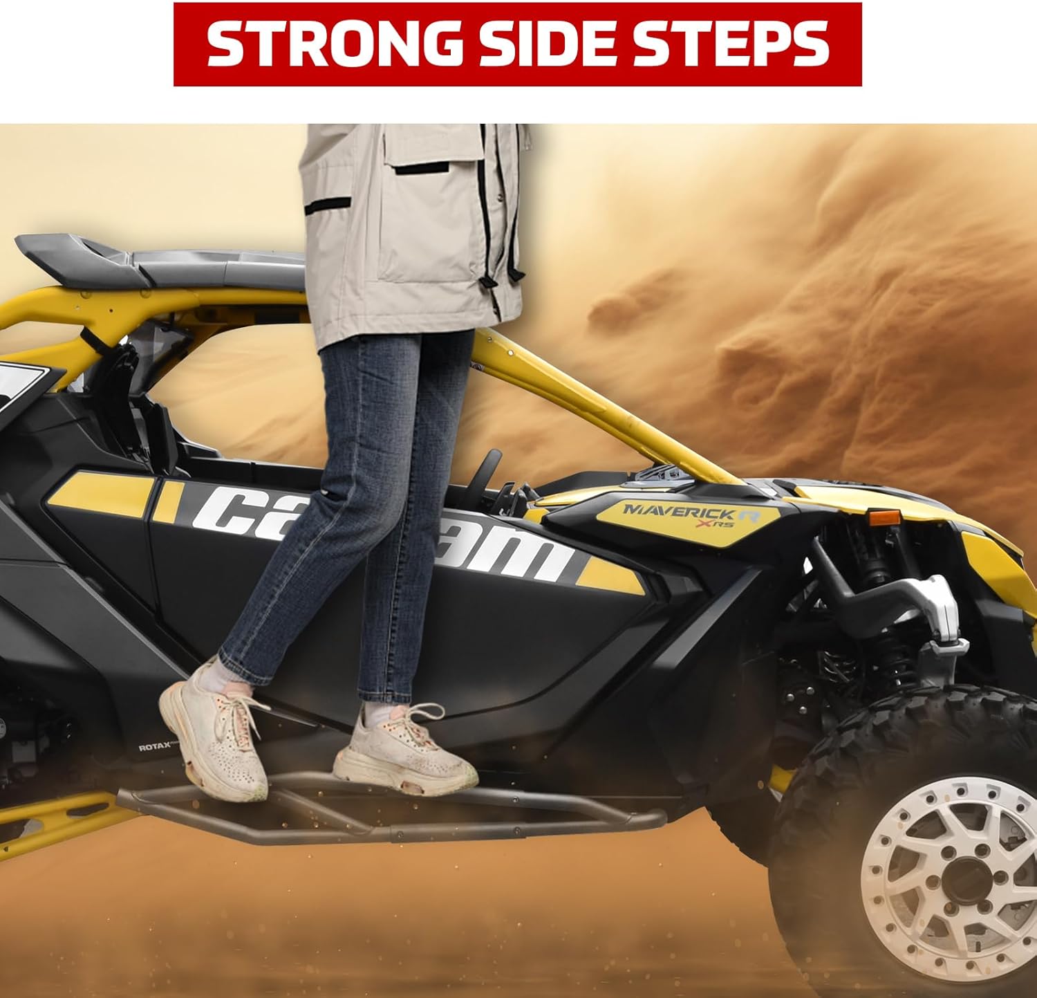 Nerf Bars Rock Sliders for 2024 Can-Am Maverick R, Combined Side Bumper Brush Guard Side Steps Nerf Bars Tree Kickers for Can Am Maverick R X RS 2024 2025 Accessories, Replace #715007170