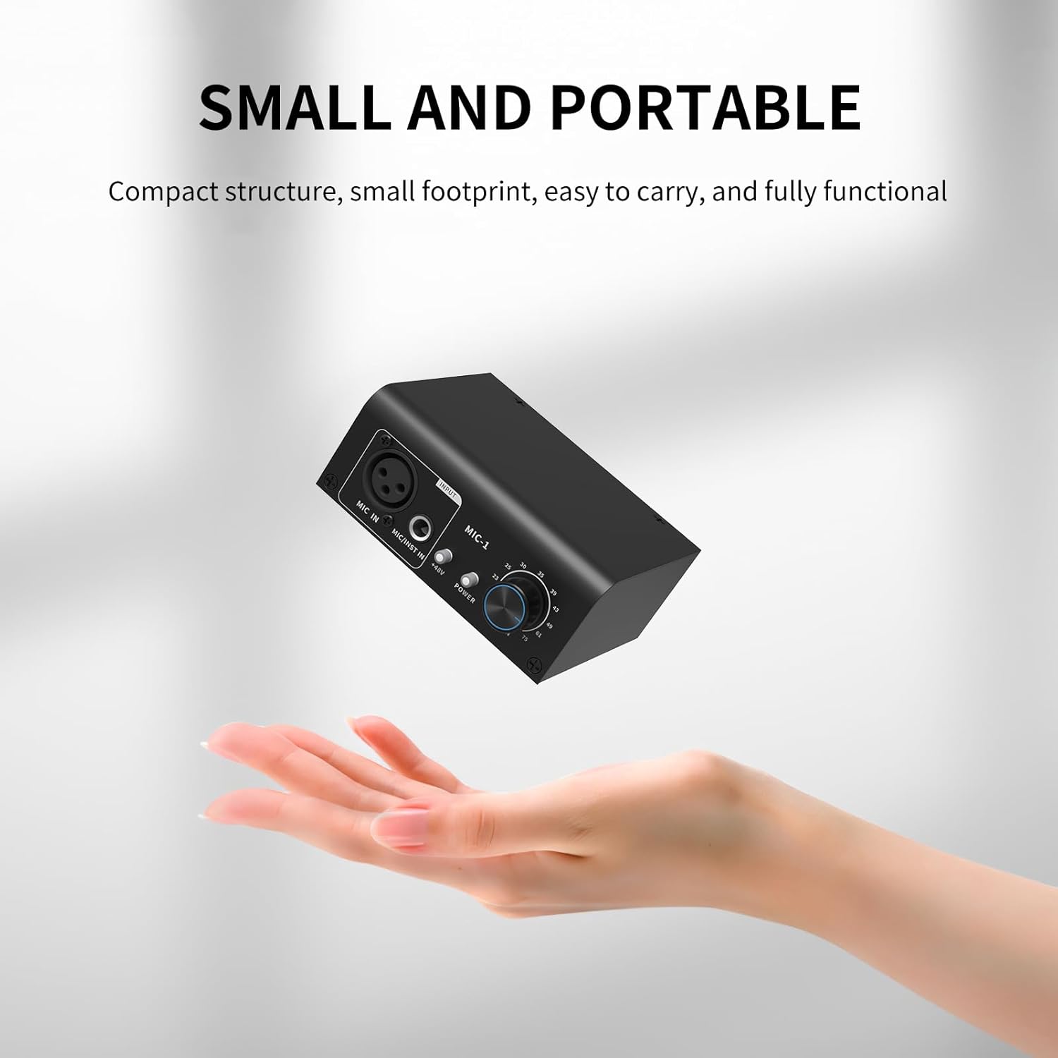 XTUGA XIC1 Microphone Preamp for Dynamic and Condenser Microphones Booster with 2 Input Max 75db Gain 48V Phantom Power XLR Output