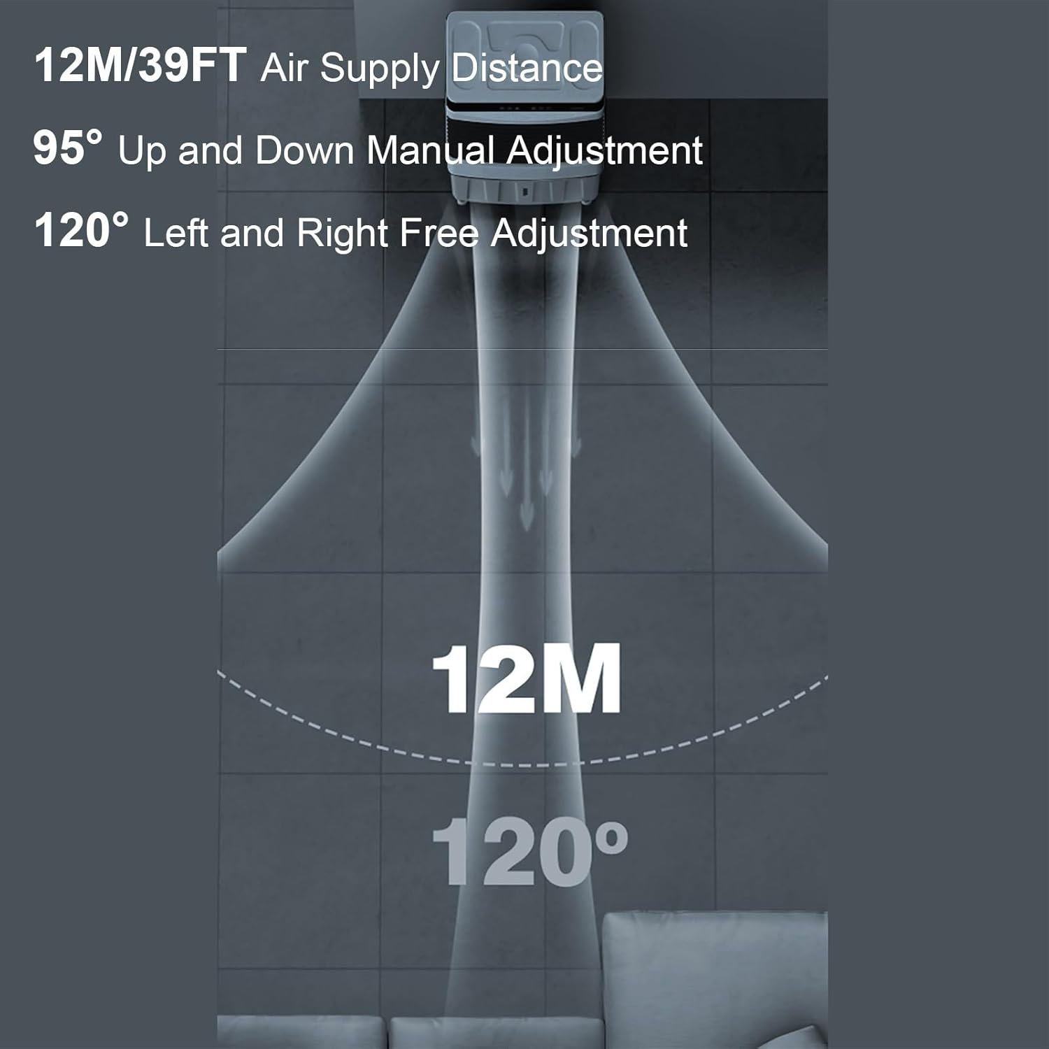 5000CFM Swamp Cooler, Evaporative Cooler, Portable Air Conditioners No Windows Needed, 120°Oscillation, Remote, 16Gal Tank, 12H Timer, 4 Ice Packs, 3 Speeds 3 Modes for Indoor Outdoor