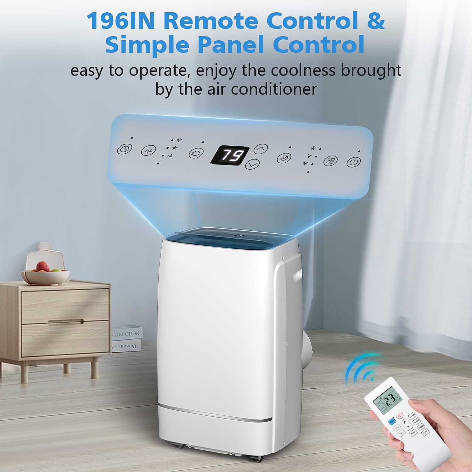 COWSAR 13000 BTU Portable Air Conditioner 4-IN-1 Portable AC Unit 24H Timer Room Air Conditioners 450 Sq.Ft. Coverage ＜53dB Portable Air Conditioners for 1 Room