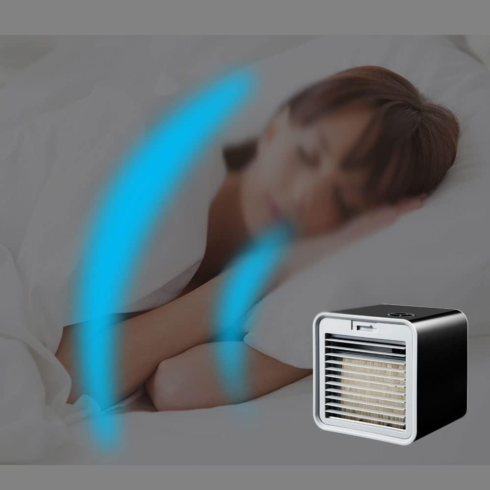 Mini Air Conditioner, Air Conditioner Portable for Room, USB Personal Air Cooler Fan w/Humidifier, 3 Speed, Evaporative Air Cooler for Office Pets Car