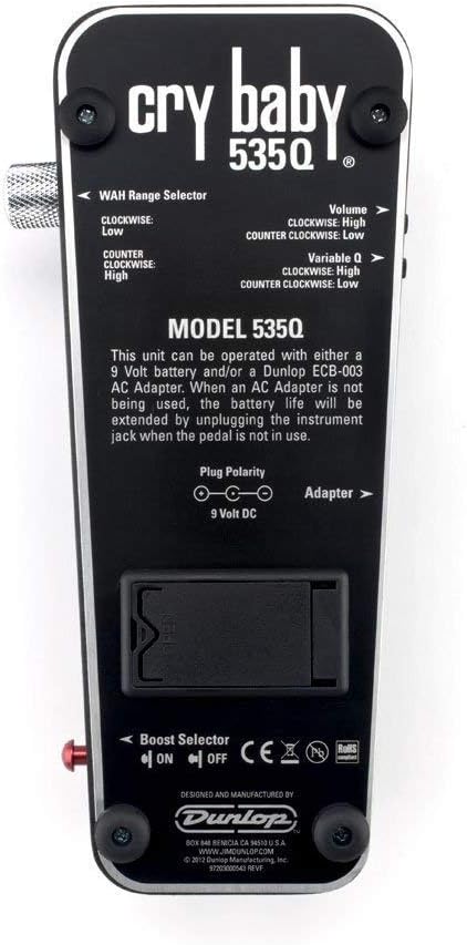 MXR Dunlop 535Q Cry Baby Multi-Wah Pedal Bundle with 2 MXR Patch Cables, ECB003 Power Supply, and 6 Assorted Dunlop Picks