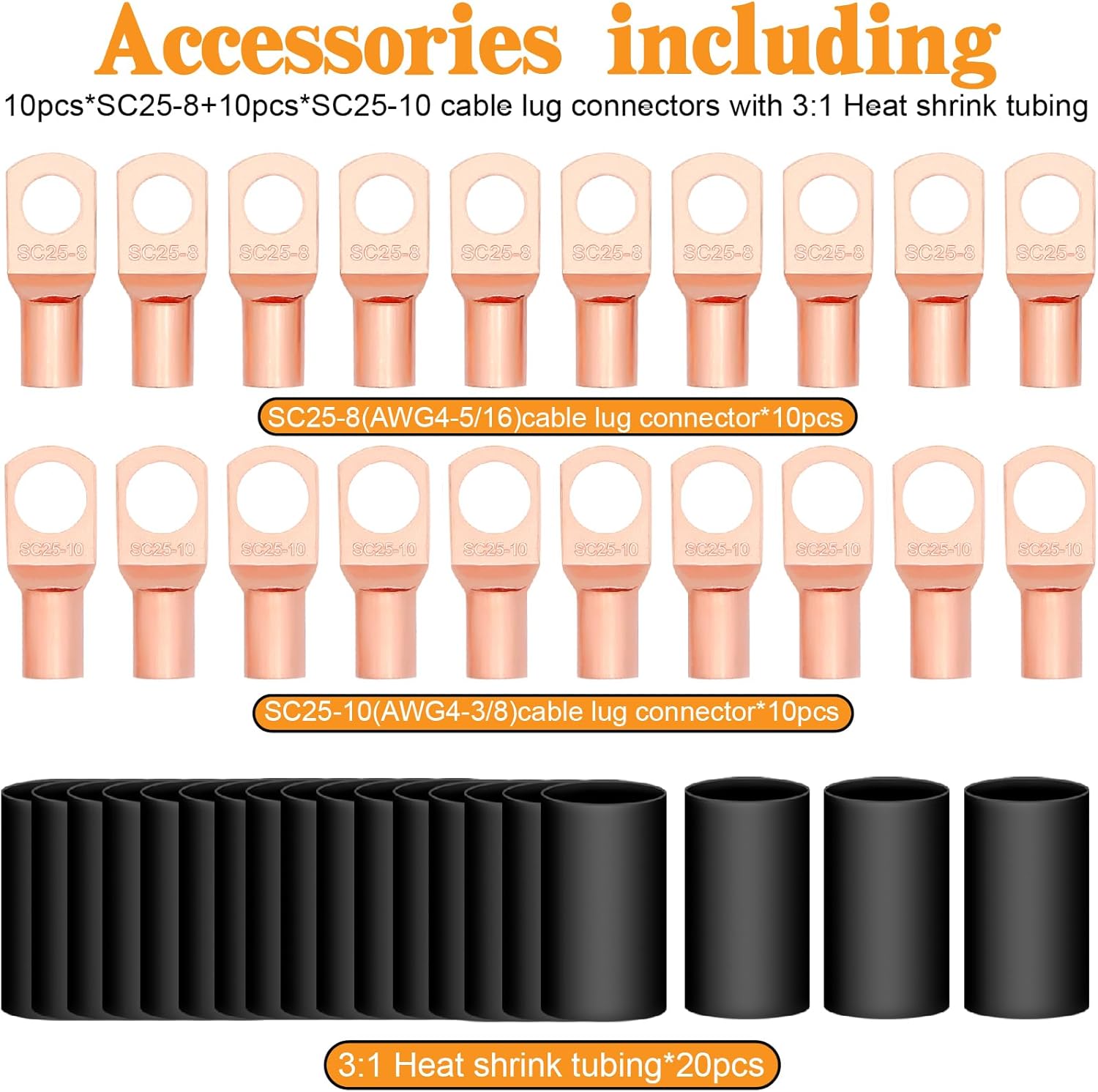 4 Gauge Wire Copper Clad Aluminum CCA 100FT Black/Red with 4ga lugs and Heat Shrink Tube - Battery Power/Ground Cable,Car Audio Speaker,RV Trailer Amp Wiring kit