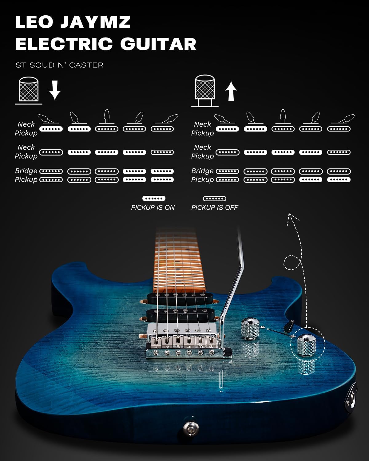 Leo Jaymz ST Pro Electric Guitar with Coil-Split, Roasted Maple Neck, Maple Fingerboard, Mahogany Body, Alnico 5 Pickups