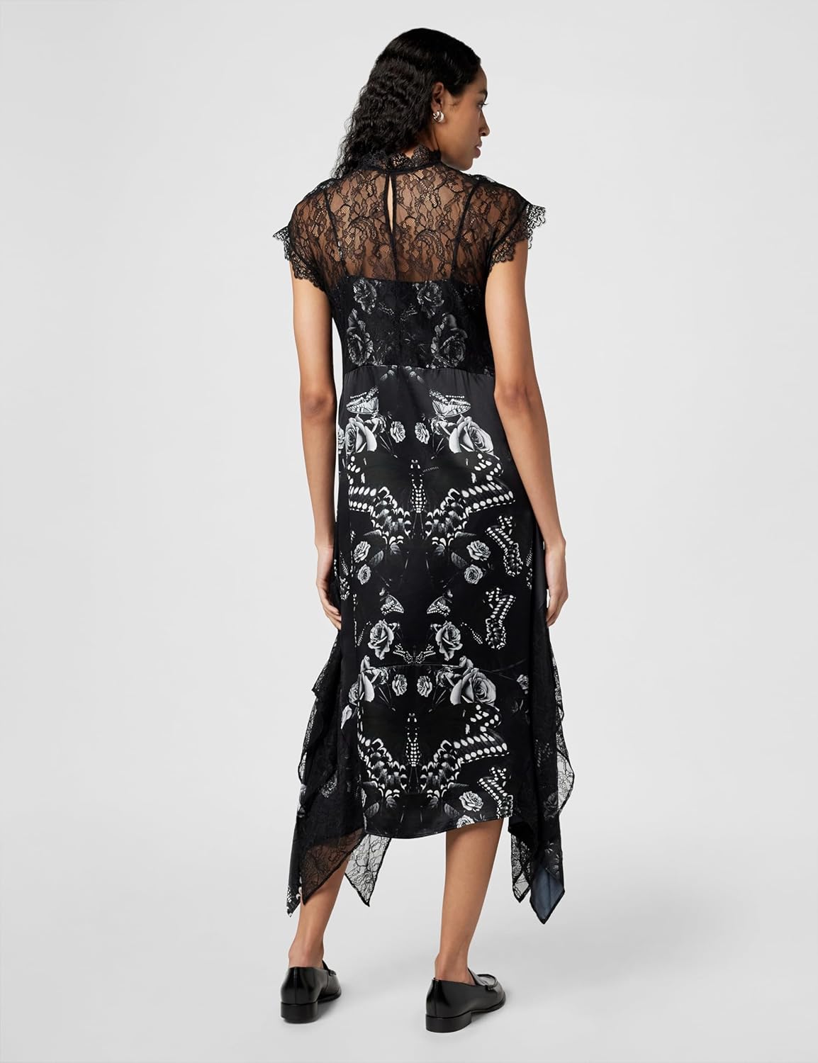 AllSaints Women's Gian Lace Trim Asymmetric Maxi Dress