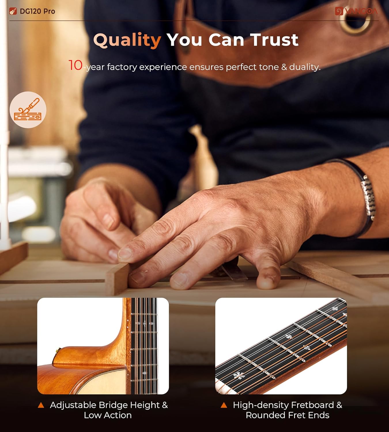 Vangoa Advanced 12 String Guitar, Full Size Twelve String Guitar Acoustic Electric 4 Band EQ Electroacoustic Set for Professional Beginner Adults Intermediate, Spruce Top, Glossy Natural