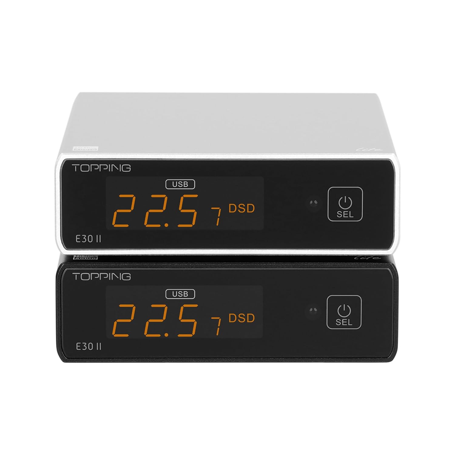 Topping E30II lite DAC Preamp - AK4493S Hi-Res XMOS XU208 DAC 32Bit/768kHz DSD512 DSD Direct Mode for USB/Coax/Opt Inputs RCA HiFi Stereo Digital Audio Decoder(Silver)