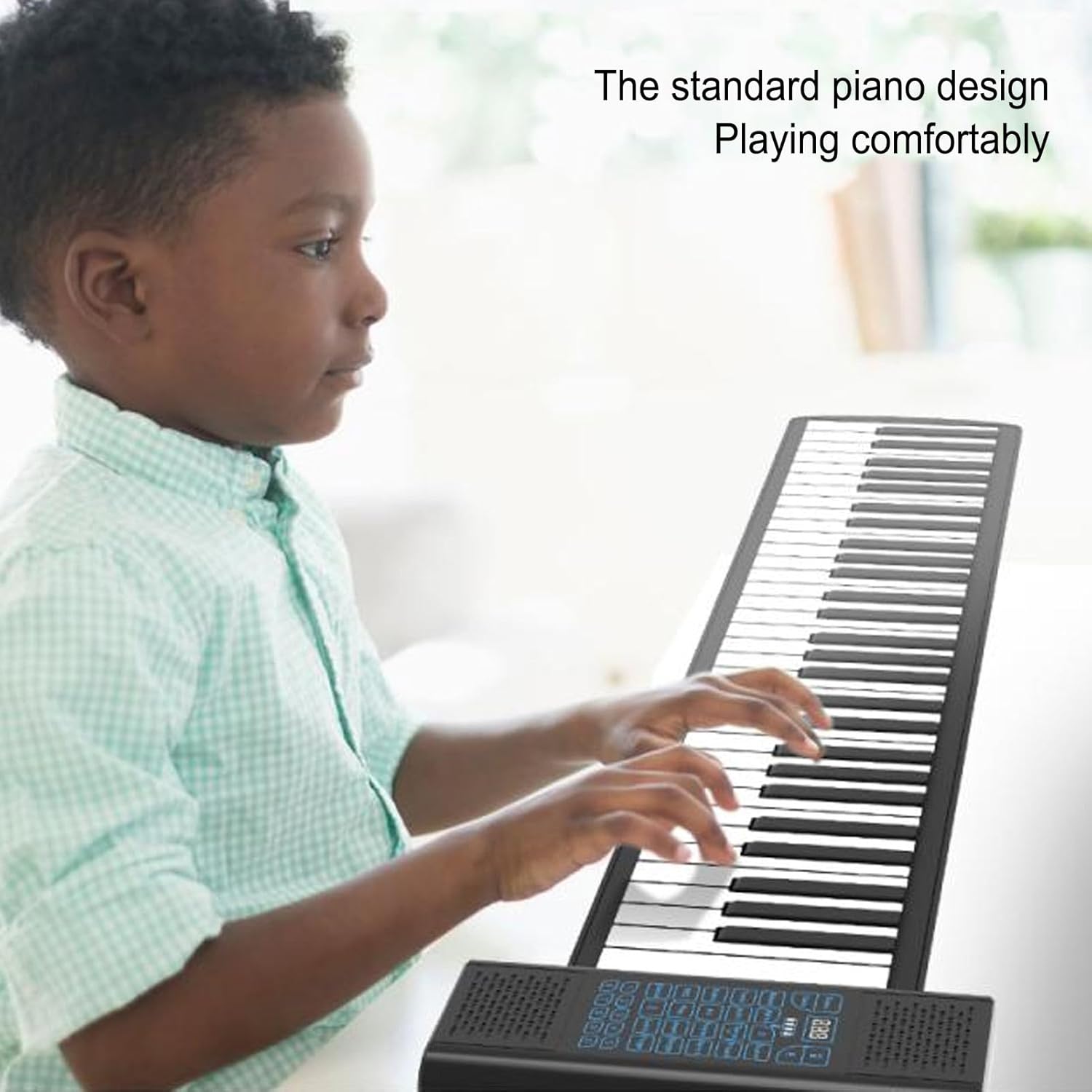 88 Keys Piano, MIDI Rechargeable Foldable Digital Piano Keyboard with LED Display, 128 Tones Rhythms, 14 Demo Songs, Hand Roll Piano for Kids Beginners
