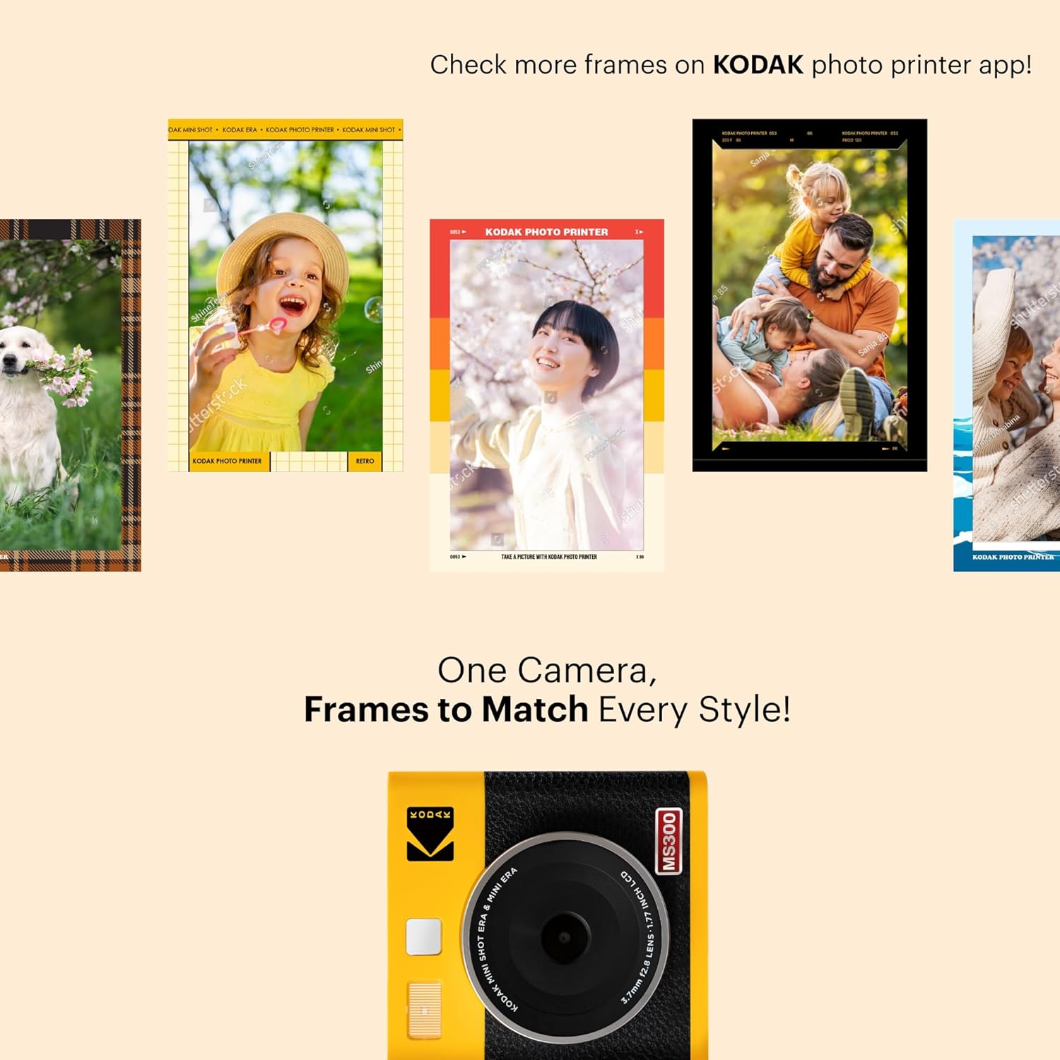 KODAK Mini Shot 3 ERA 4PASS 2-in-1 Instant Camera and Photo Printer (Yellow, Camera + Initial 8 Sheets + 60 Sheets + Accessories)