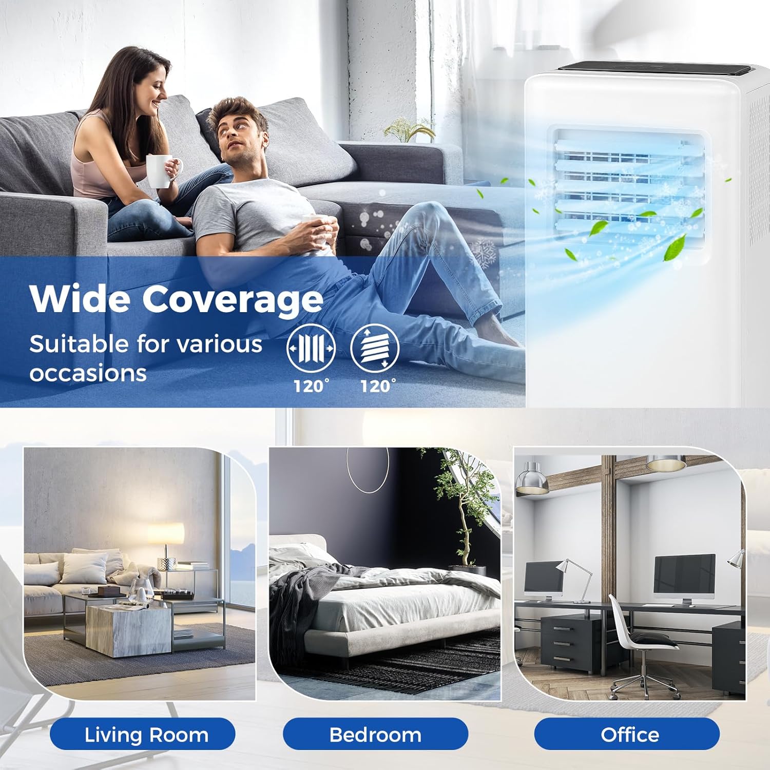 SIMOE 8000 BTU Air Conditioner Portable with Remote Control, Portable AC Unit for Room Up to 250 Sq. Ft., with Dehumidifier & Fan mode, Sleep Mode, 24H Timer, Installation Kit for Home/Office/Dorms