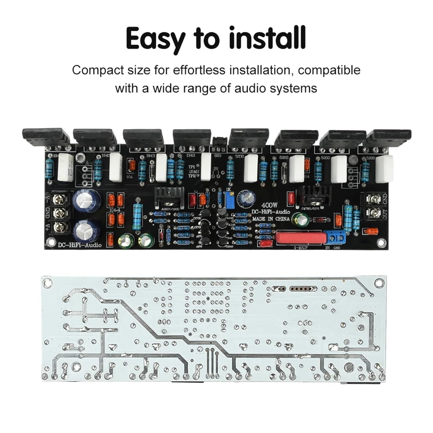 Version Mono 400W Digital Sound Amplifier Board 1943+5200 20V-90V HiFi High Power Audio Amplifiers AMP Module