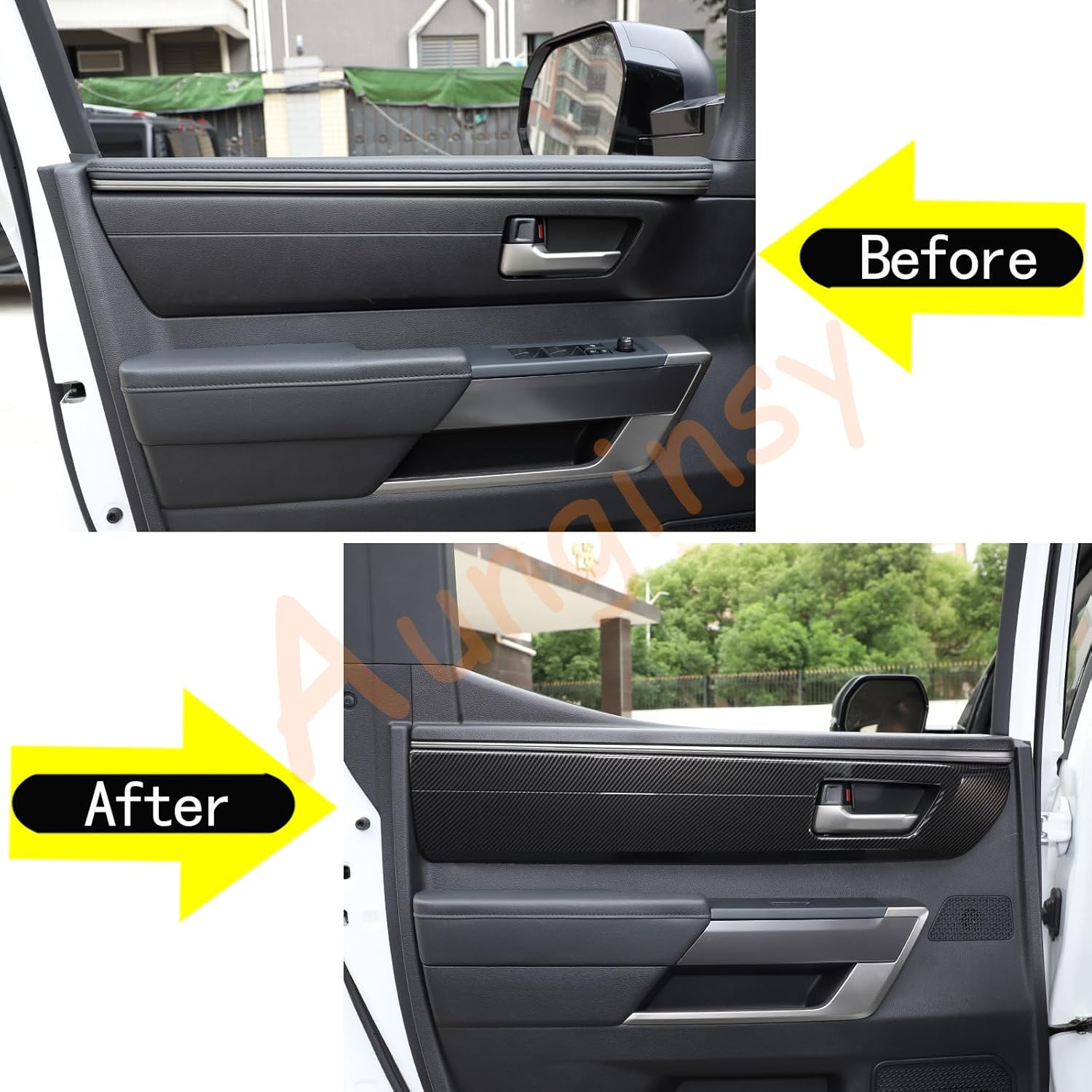 Aunginsy Car Inner Door Handle Panel Cover Trim Compatible with Toyota Tundra 2022 2023 2024 2025, 4Pcs Front Rear Door Handle Panel Protection Frame Decorative Sticker Look Interior ABS Accessories