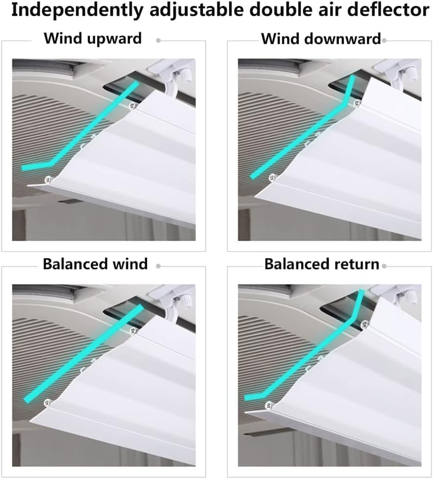 Air Conditioner Deflector for Ceiling Central Air Conditioner, Adjustable Angle, Easy Installation, Lightweight Plastic, Prevent Cold Air from Blowing Right