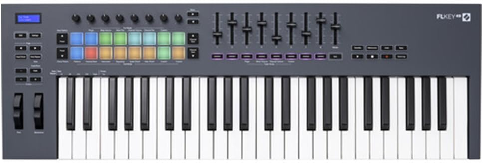Novation FLkey 49-Key USB MIDI Keyboard Controller for FL Studio Bundle with Kaces Stretchy Keyboard Dust Cover and Hosa Mid-310 Midi cable 10'
