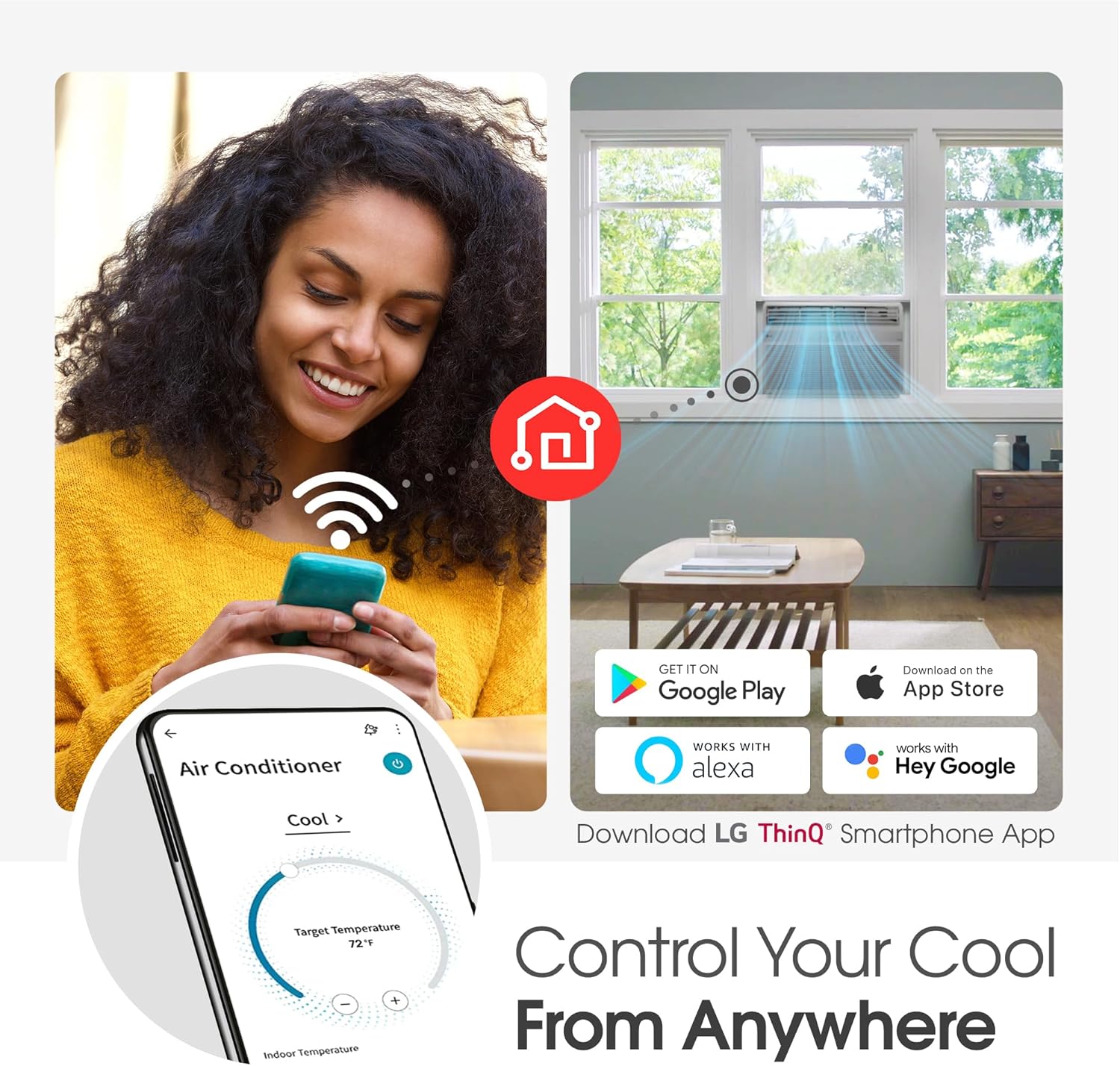 LG 8000 BTU Window Air Conditioner [2024 New] Remote Control WiFi Enabled App Washable Filer Ultra-Quiet Cools 350 Sq. ft for Small & Medium Room AC Unit air conditioner Easy Install White LW8024RSMX