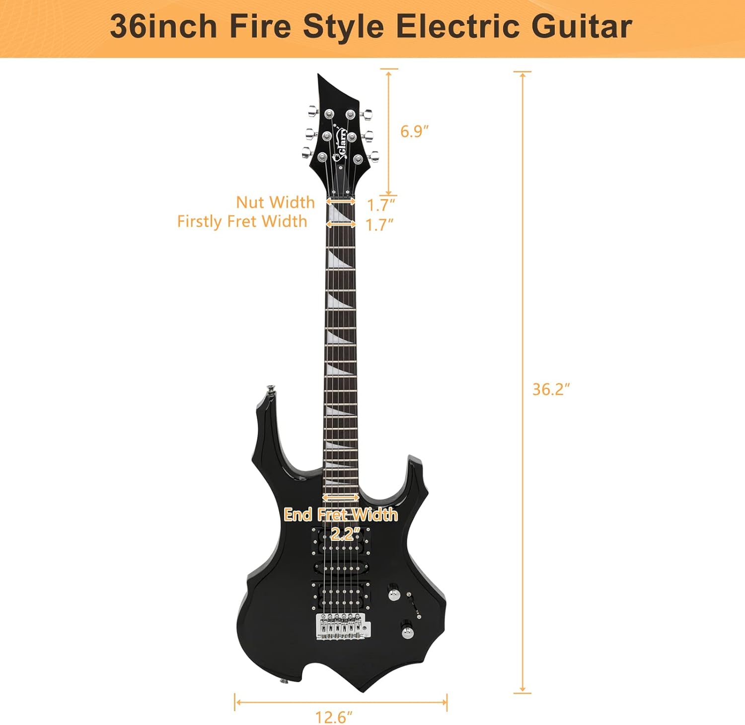 Glarry Cool Burning Fire Style Electric Guitar Christmas gift for Beginner Guitar Lover with Accessories Pack (Black)