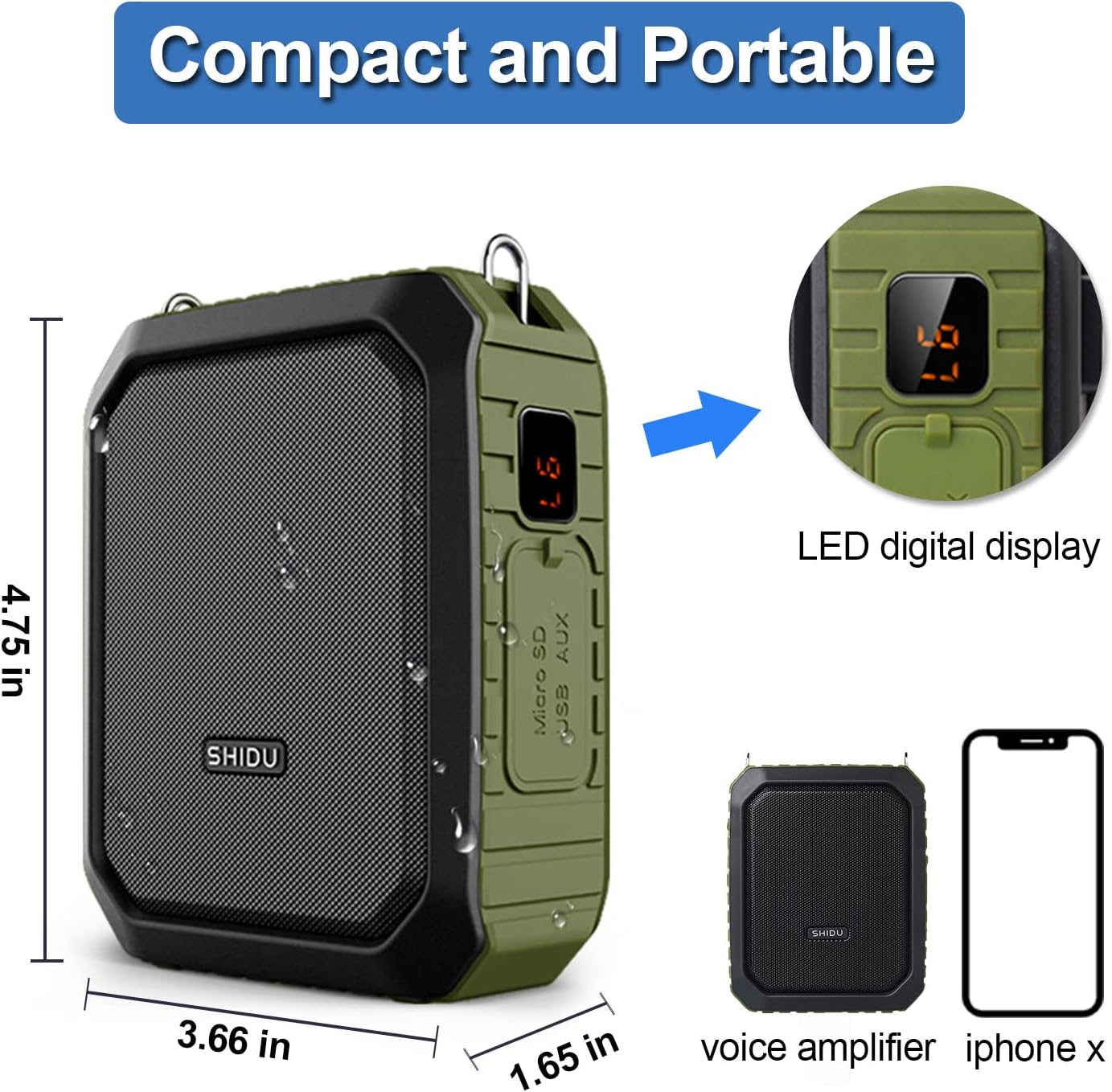 Voice Amplifier with Wireless Headset Mic - 18W 4400mAh Rechargeable Mini Pa System, Bluetooth 4.2, Waterproof IPX5 Portable Speaker for Teacher, Outdoors