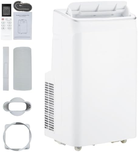 Portable Air Conditioner 12000 BTU, 3-In-1 Cooling/Fan/Dehumidifier AC for 550 Sq.Ft Rooms, 45dB Ultra-Quiet Sleep Mode, Remote Control, 24H Timer, Auto Swing for Bedroom, Office, Living Spaces, White