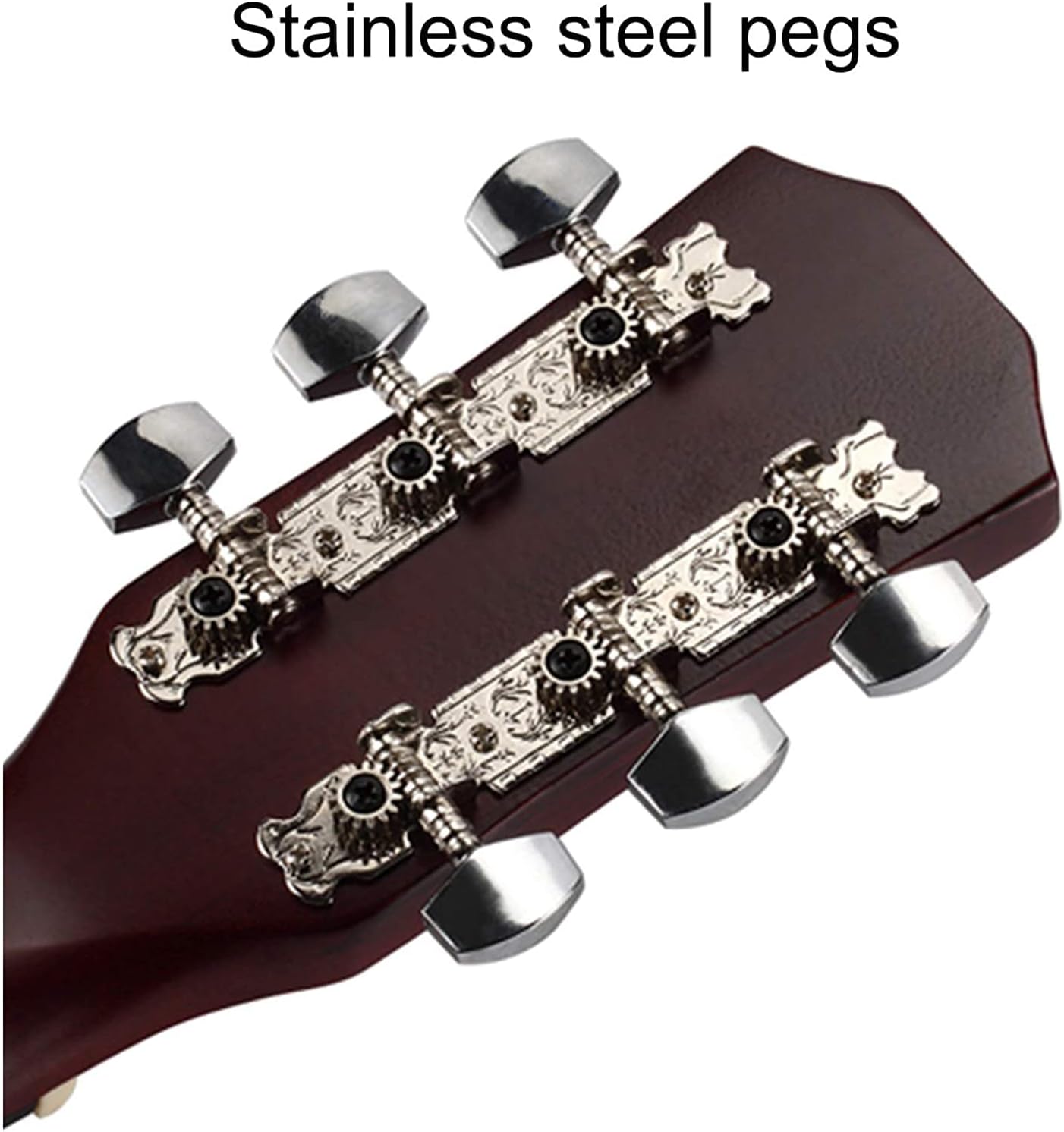 Full Size Guitar 6 String The Sound is Crisp Semi Open Knob Starter Kit Included Beginner Adult Travel Wood Guitar Beginner Acoustic Guitar Starter Package Student G (Color : Black) (Brown)