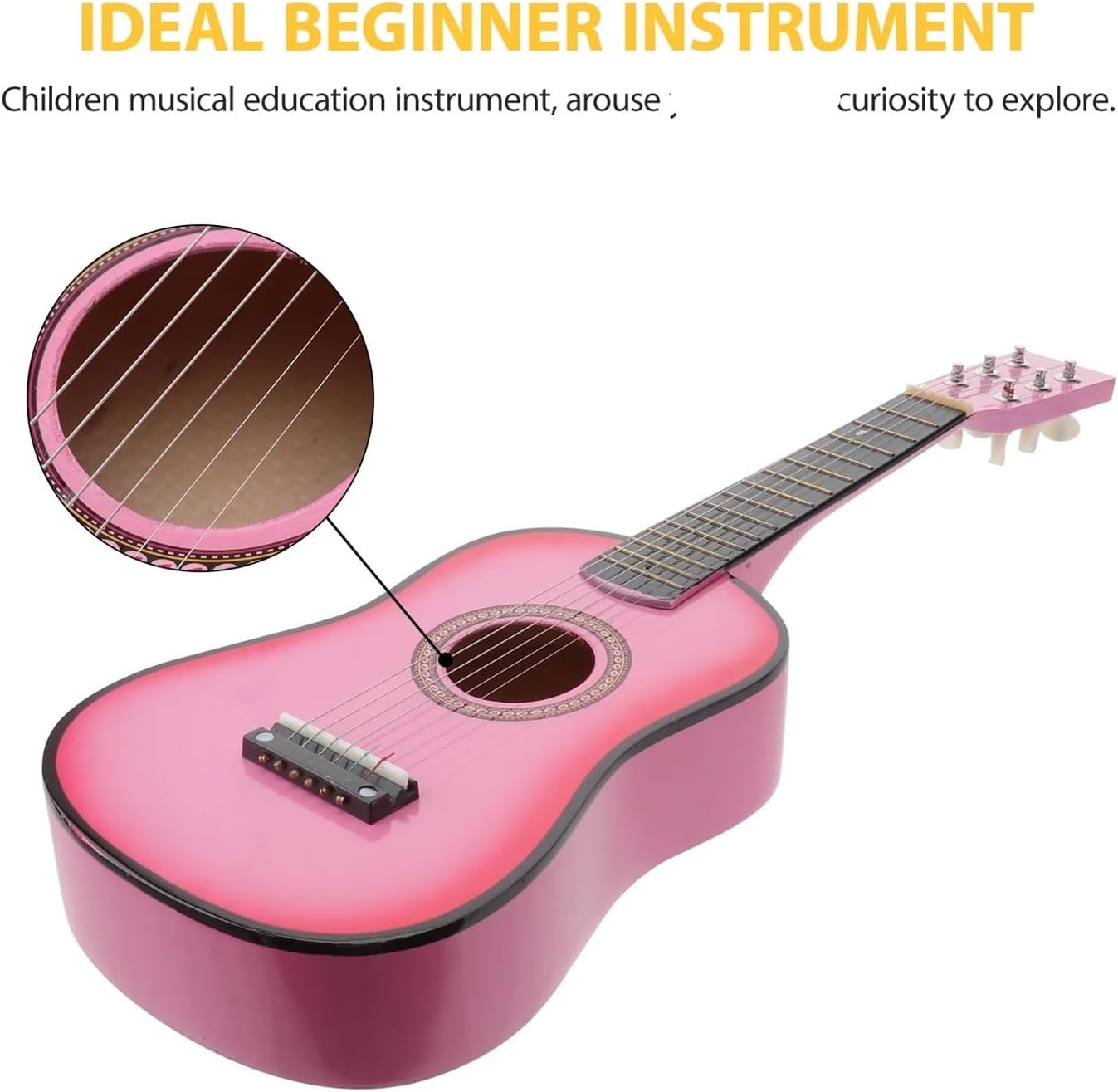 23 Inch Folk Guitar Beginner Music Instrument 6-String Guitar (Pink) Guitars (Color : Pink, Size : 23 Inch)
