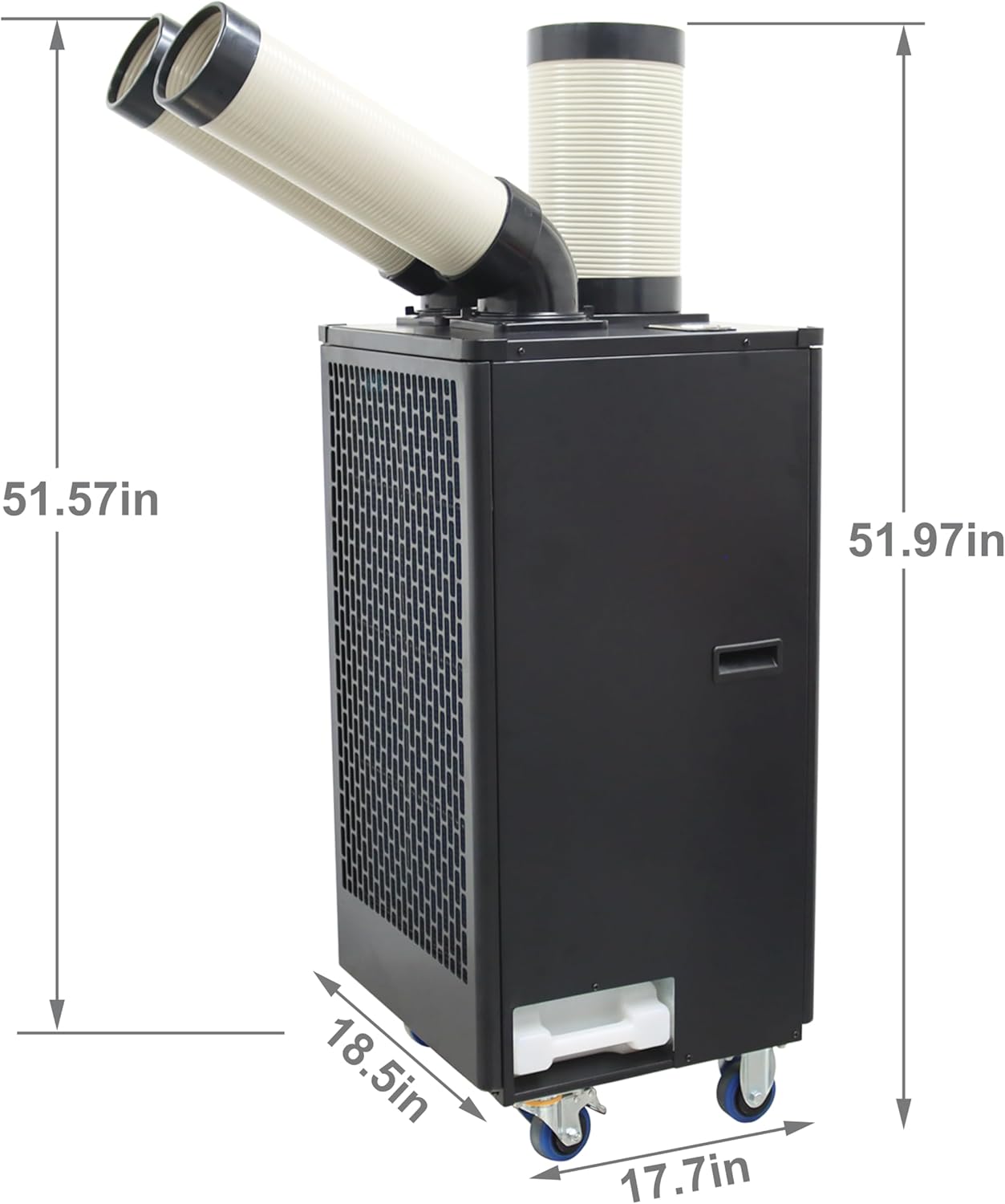 TECHTONGDA Industrial Spot Cooler Air Conditioner Commercial Mobile Outdoor Cooling Machine Aircon Double Outlets 550m³/h 12000BTU/h 220V Blcak