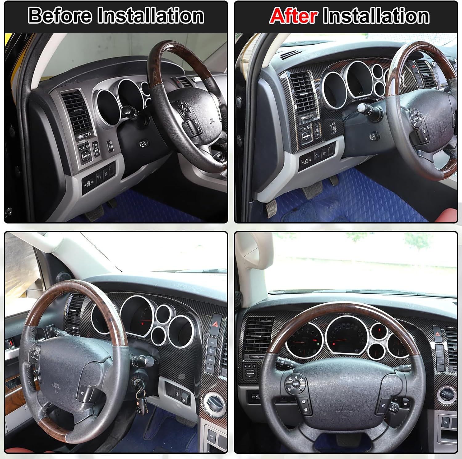 Aunginsy Car Center Console Dashboard Panel Frame Cover Trim Fit Toyot@a Tundra 2007-2013 Central Control Dashboard Panel Molding Instrument Protection Frame Decorative Cover ABS Interior Accessories