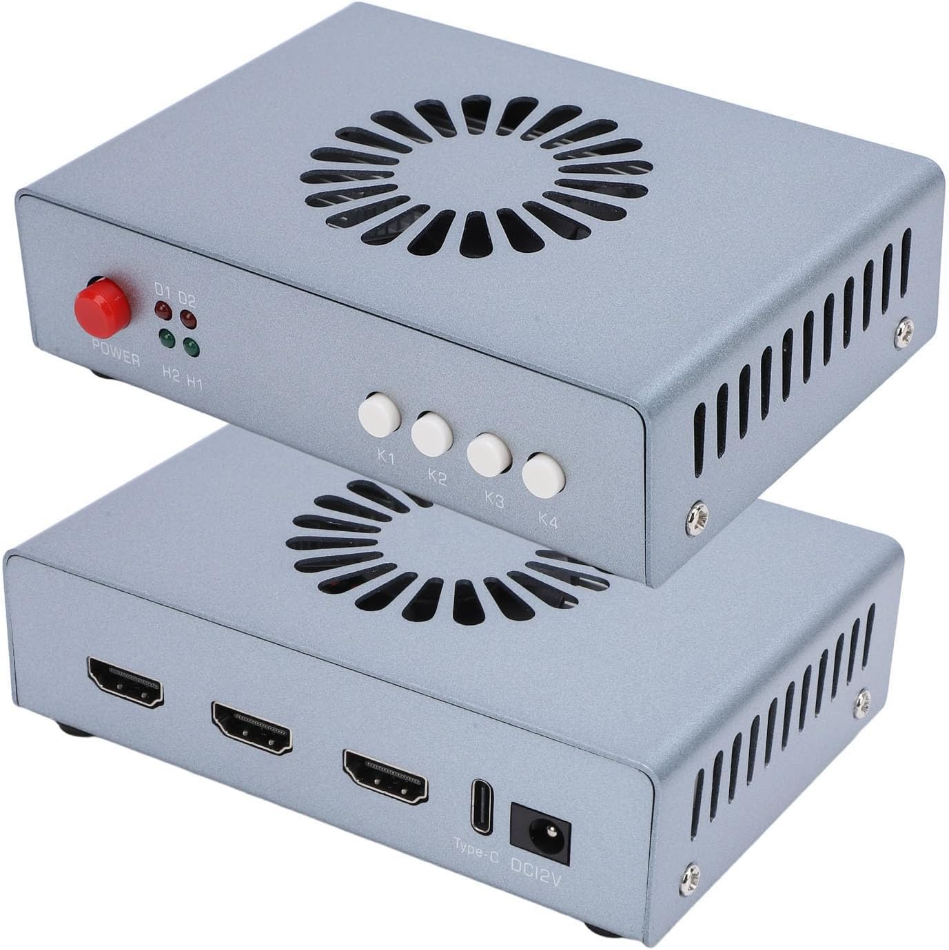 HD Multimedia Interface Synthesizer Fuser Combiner Advanced 2K 144Hz DMA Hardware Adaptive Display Overlay Plug Play for Financial Trading Rooms Data Centers Aluminum Alloy (US Plug)