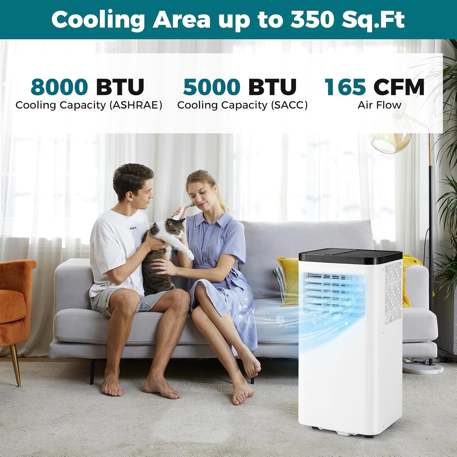ARLIME 8000 BTU Portable Air Conditioners, 3-in-1 Freestanding Cooling AC Unit w/Dehumidifier, Remote Control, 24H Timer, Sleep Mode, Window Kit, Air ConditionCools Rooms up to 350 Sq.Ft (8000 BTU)