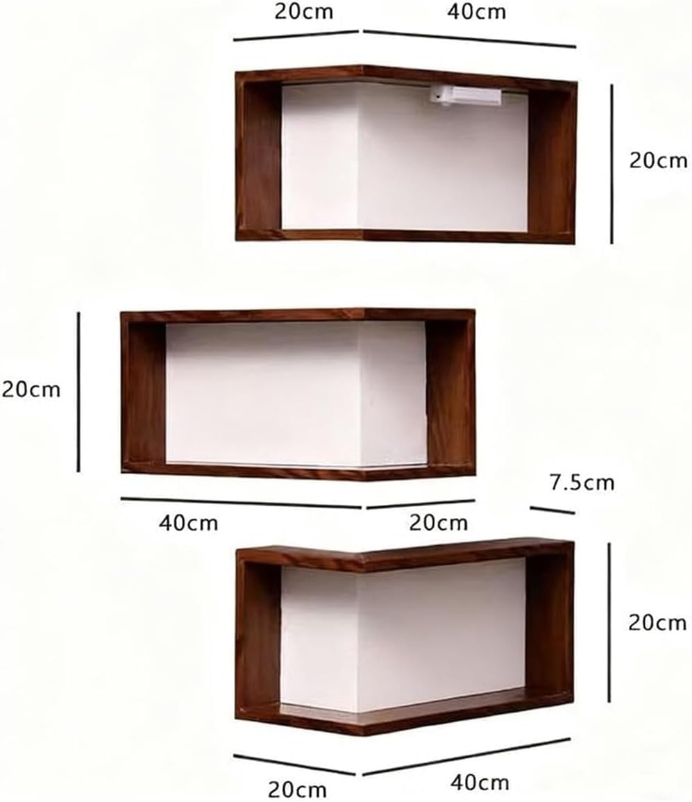 Illuminated Corner Shelf with Remote, Smart Shelves That Light up Your Space, Wooden Corner Wall Shelves with Light for Figurines and Collectibles, Modern Wall-Mounted Display Rack Stand(3pcs)